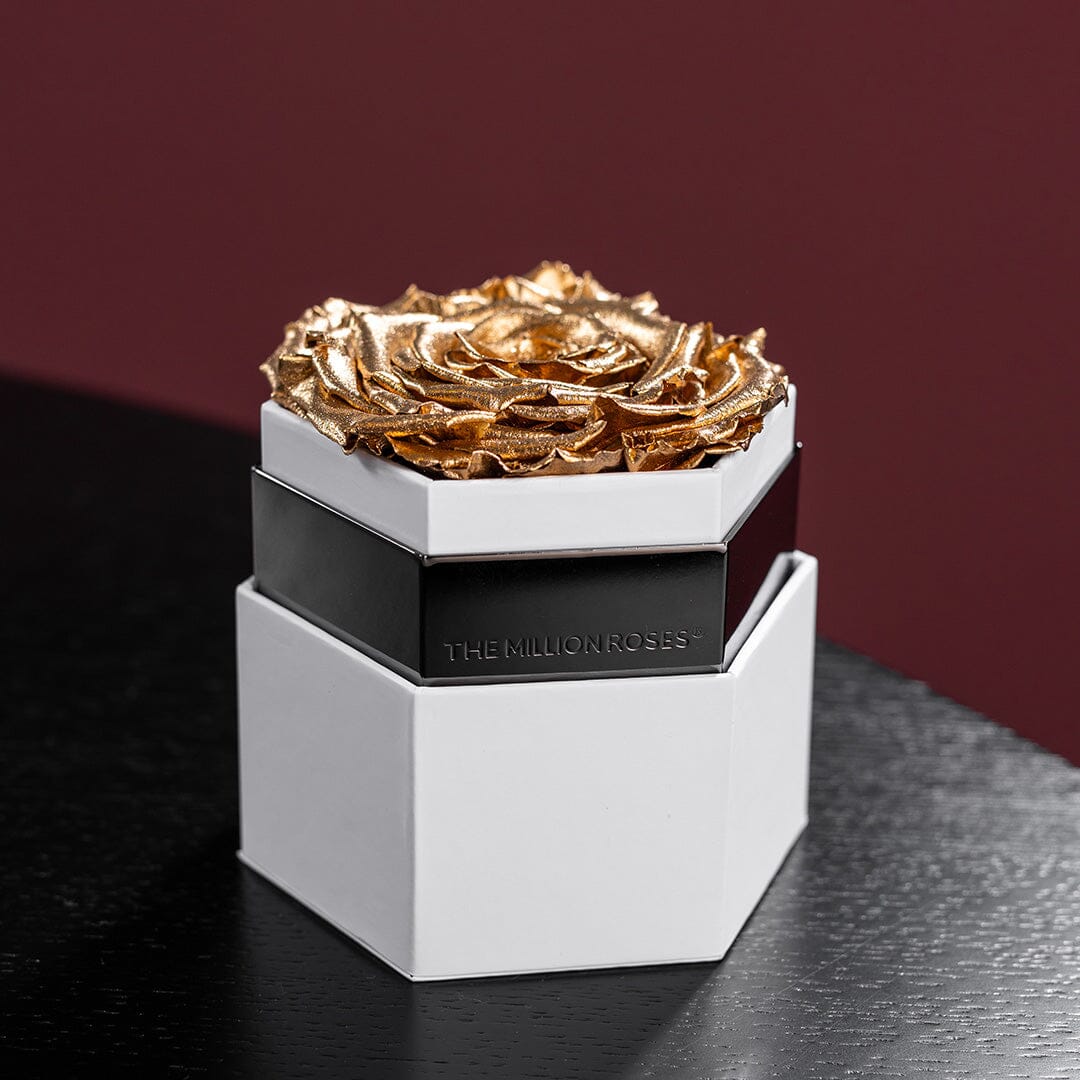 One in a Million™ White Hexagon Box | Gold Rose