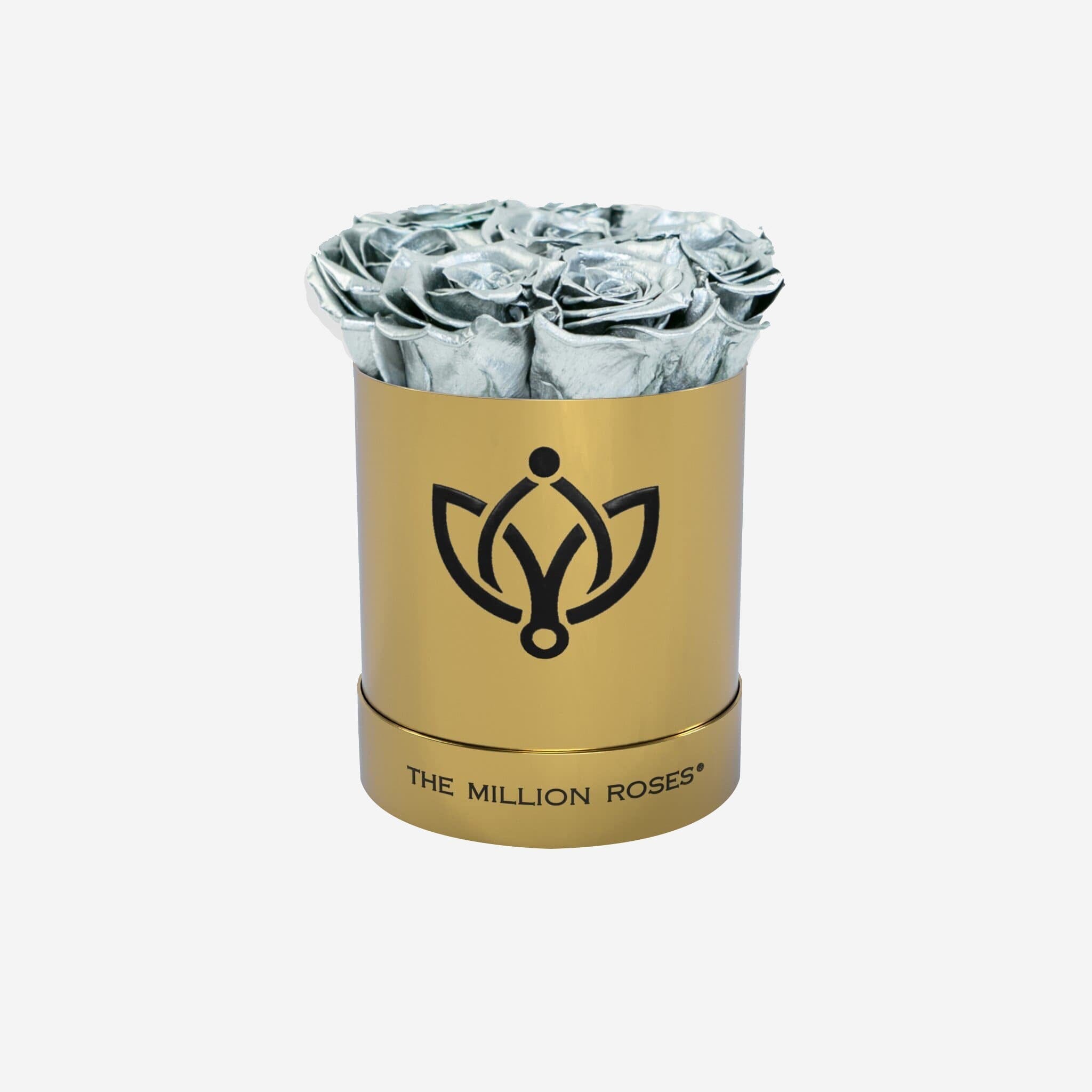 Basic Mirror Gold Box | Silver Roses - The Million Roses