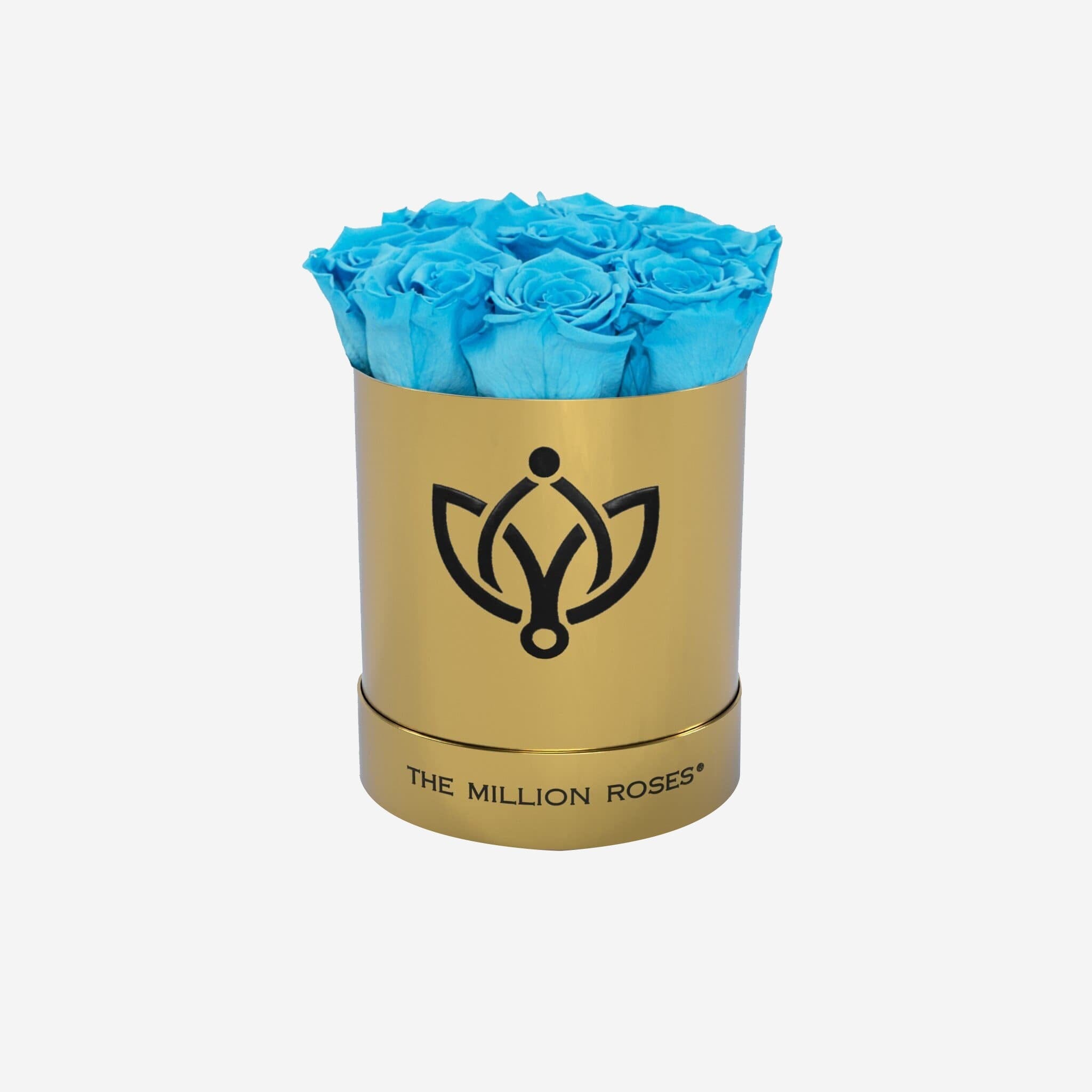 Basic Mirror Gold Box | Light Blue Roses - The Million Roses