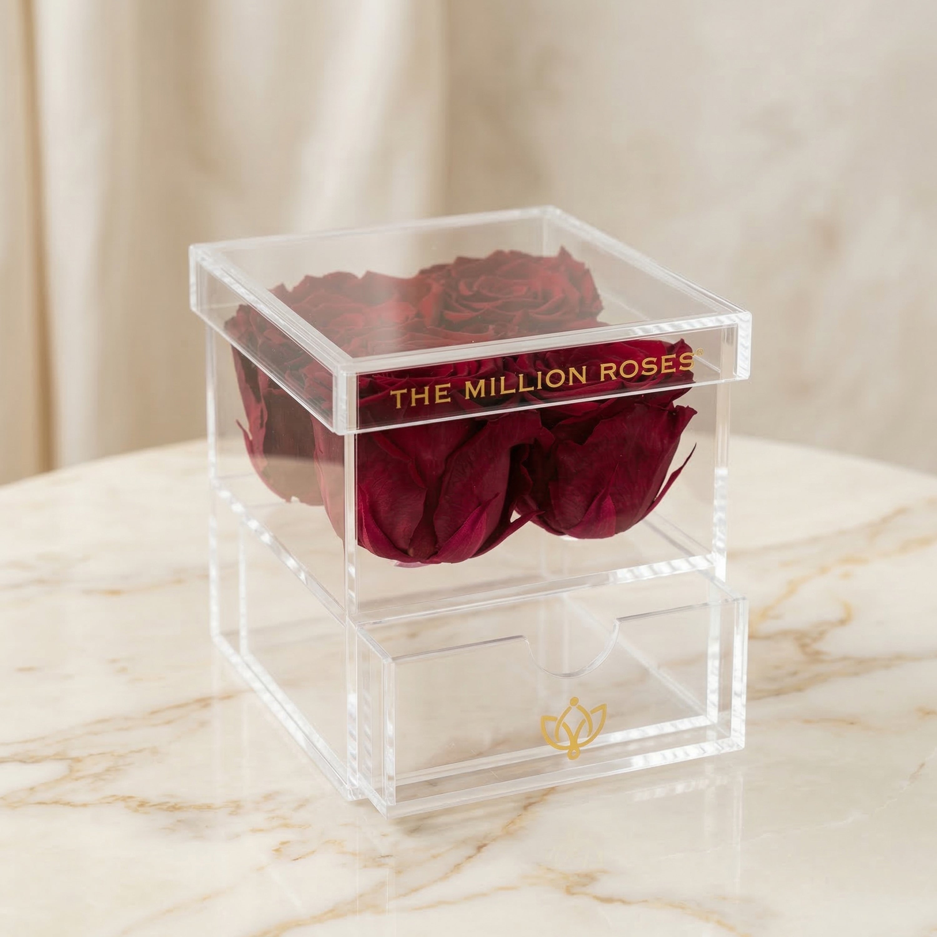 Acrylic 4 Drawer Box | Magenta Roses