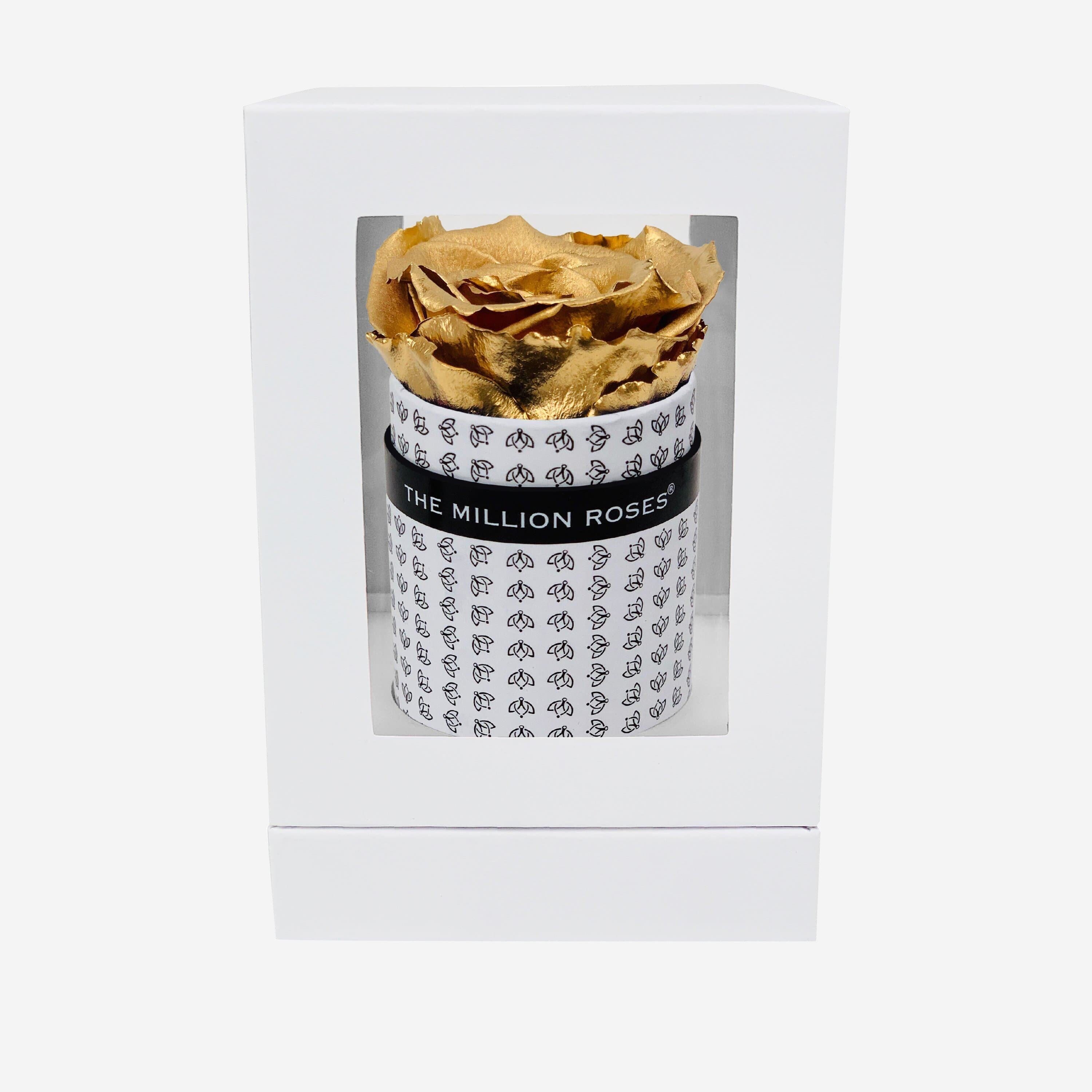 Single White Monogram Box | Gold Rose - The Million Roses