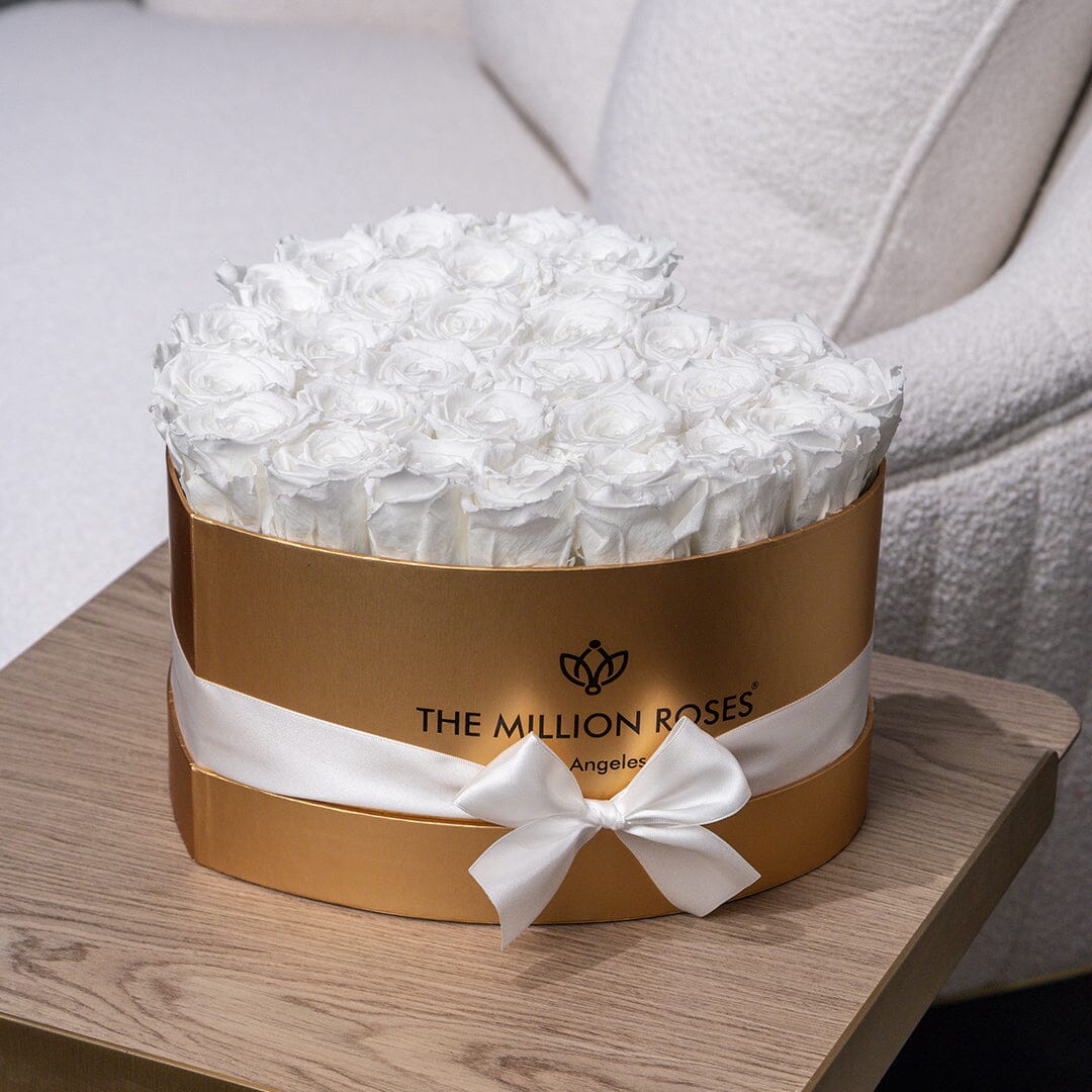 Coffret Or Coeur | Roses blanches