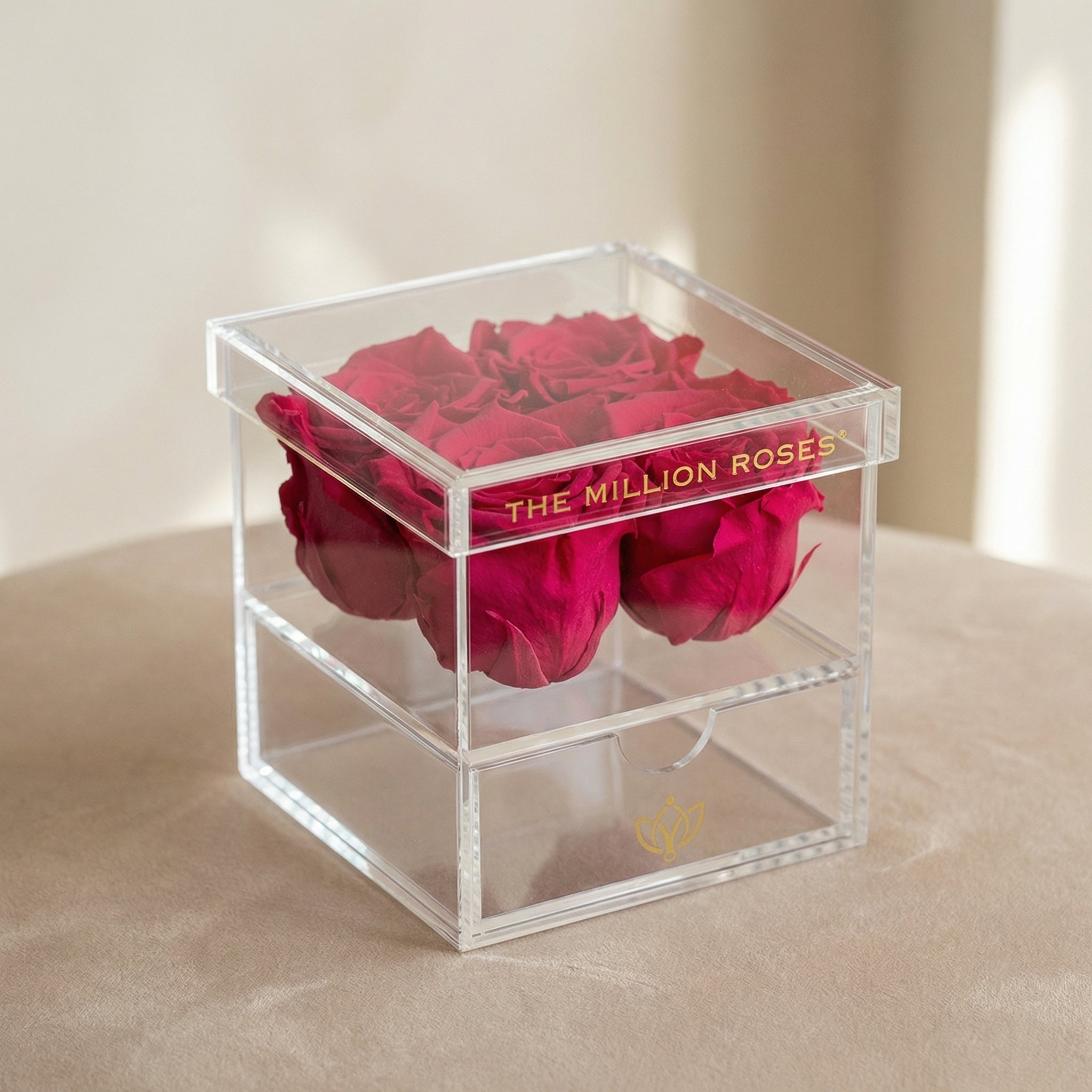 Acrylic 4 Drawer Box | Hot Pink Roses