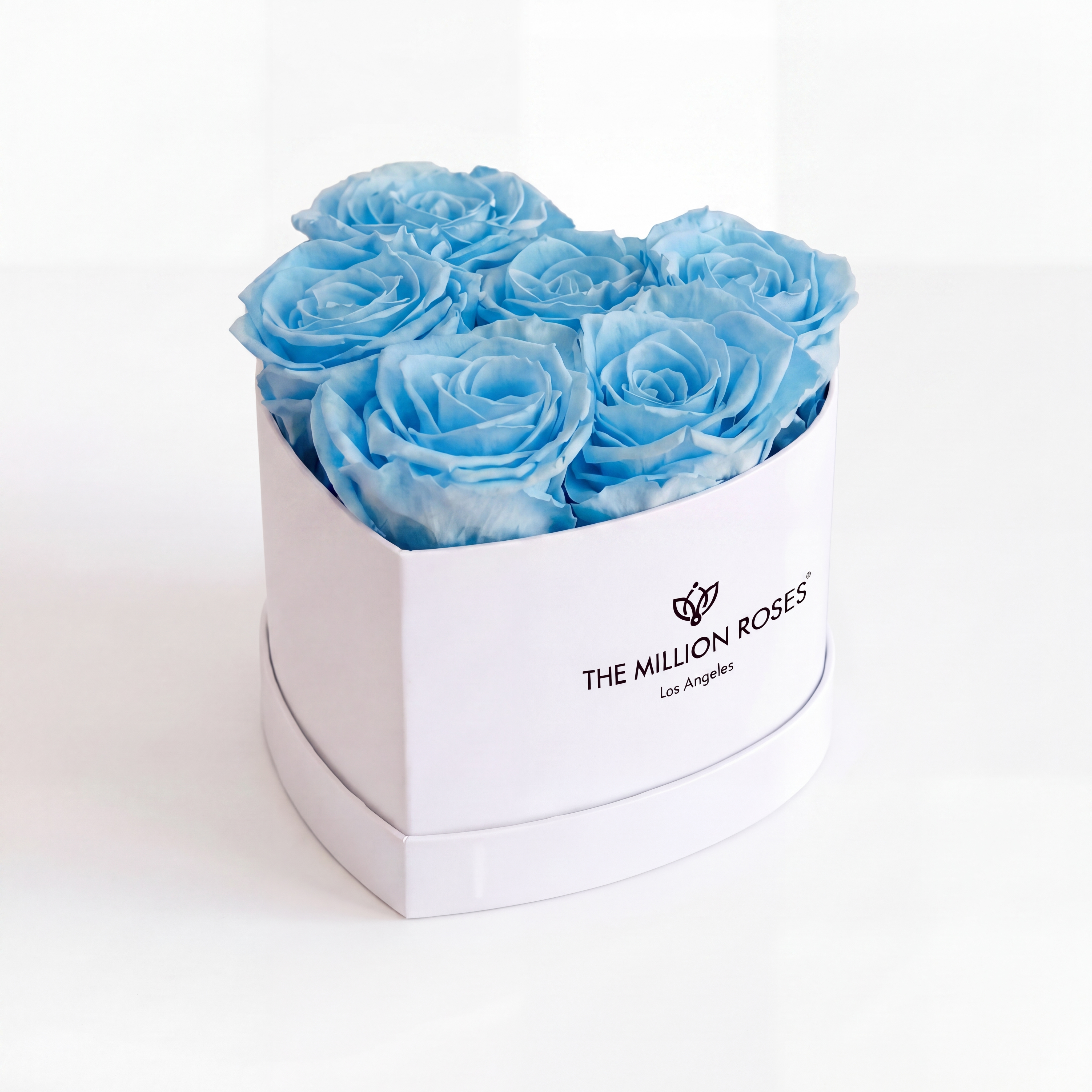 Baby Heart White Box | Light Blue Roses