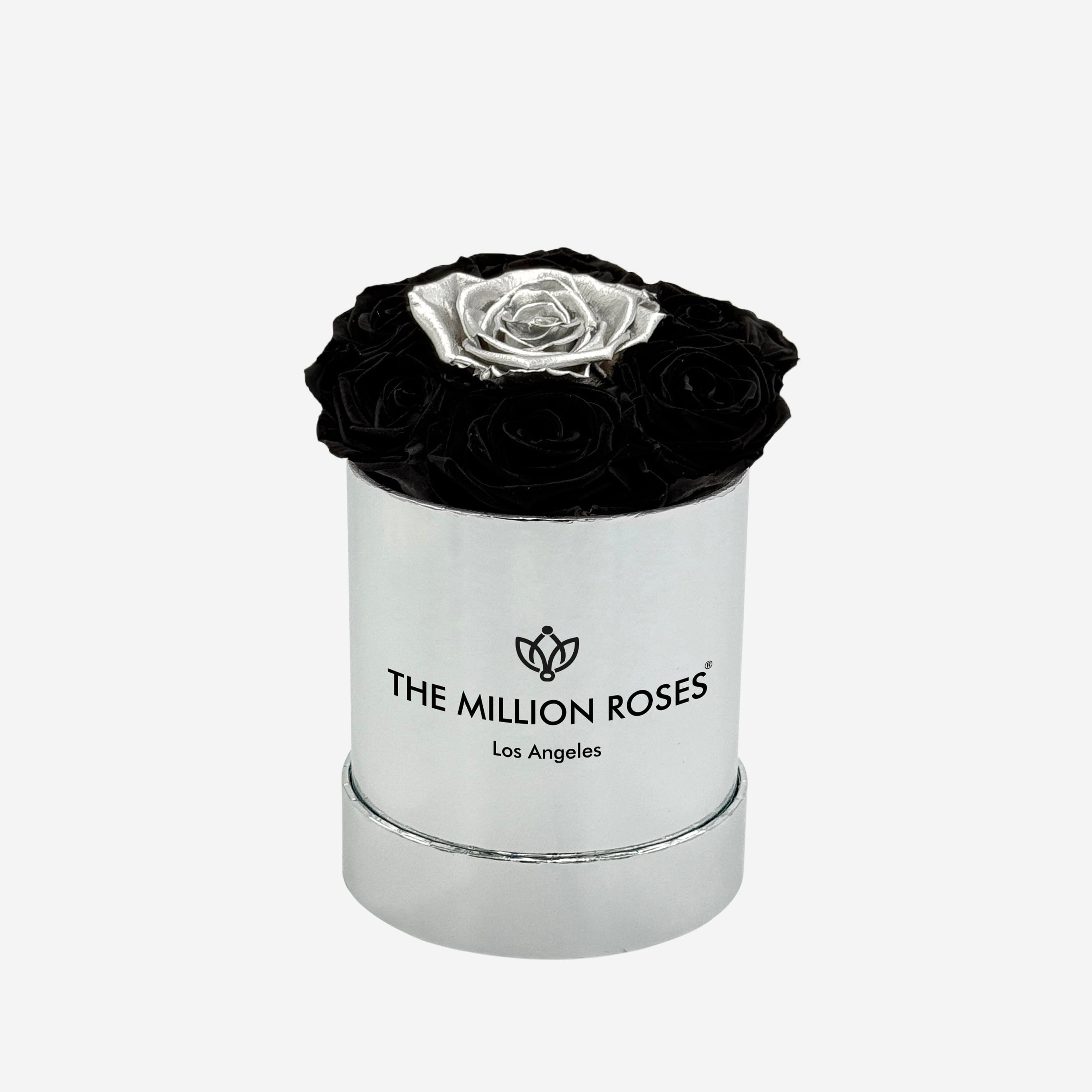 Scatola Base Specchio Argento | Rose nere e argento