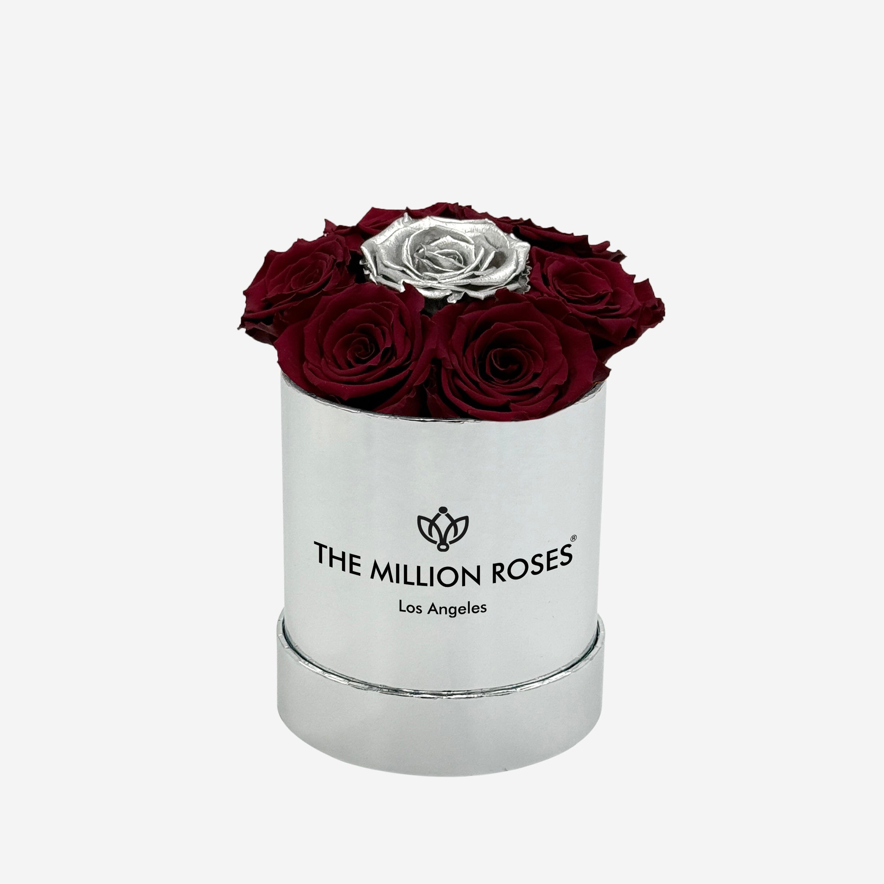 Scatola Base Specchio Argento | Rose di Borgogna e Argento