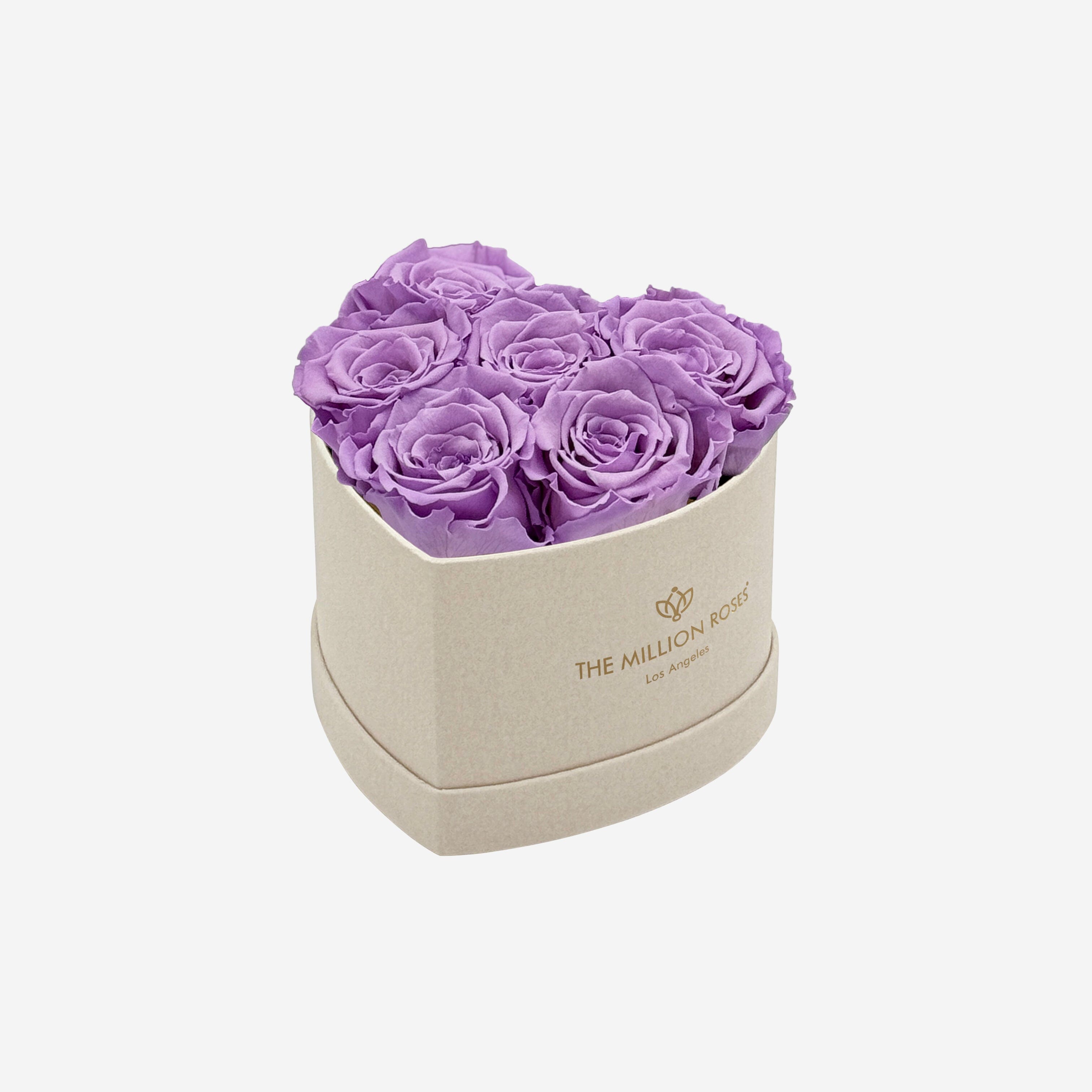 Caja Beige Corazón para Bebé | Rosas lavanda
