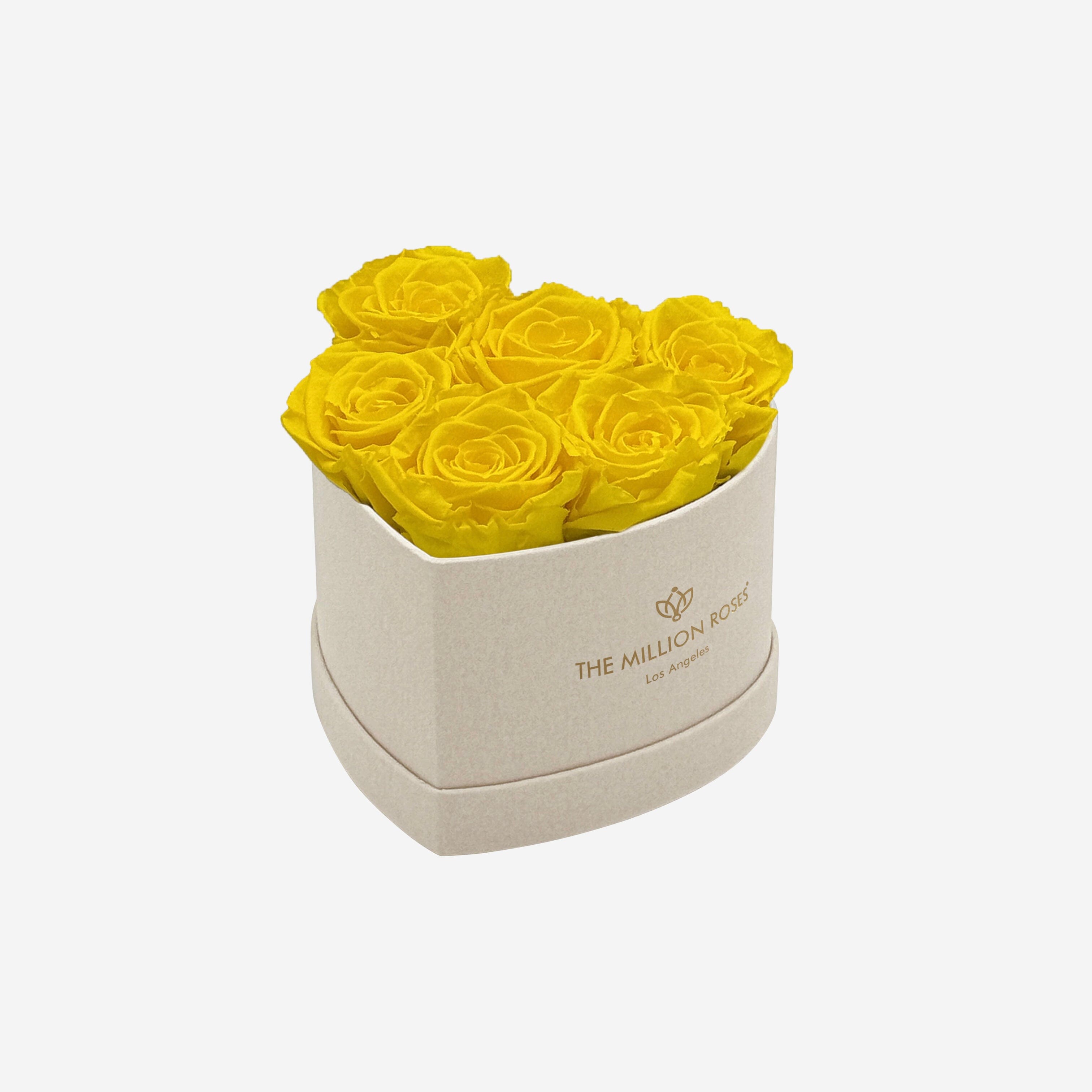 Boîte Beige Coeur Bébé | Roses jaunes