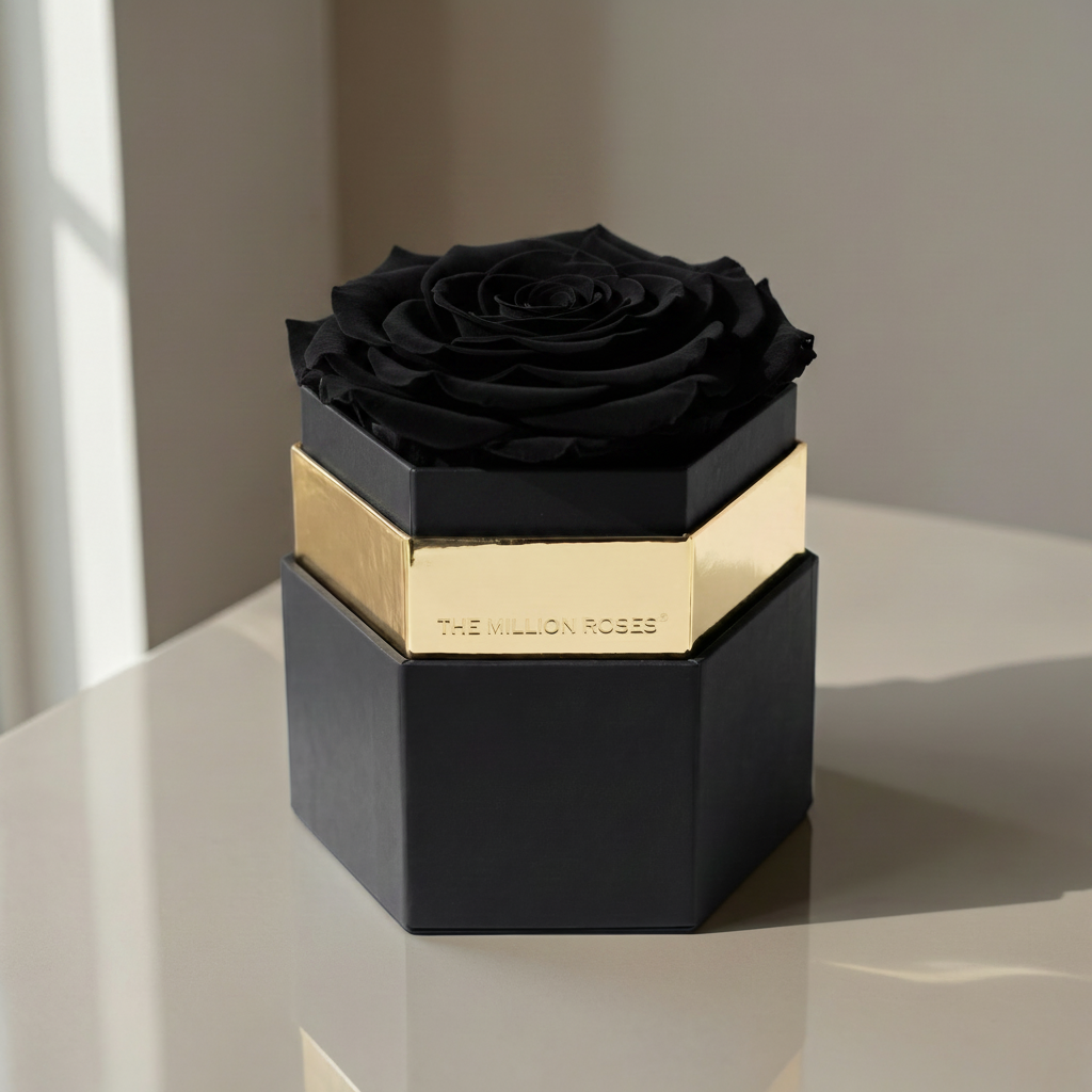 One in a Million™ Black Hexagon Box | Black Rose