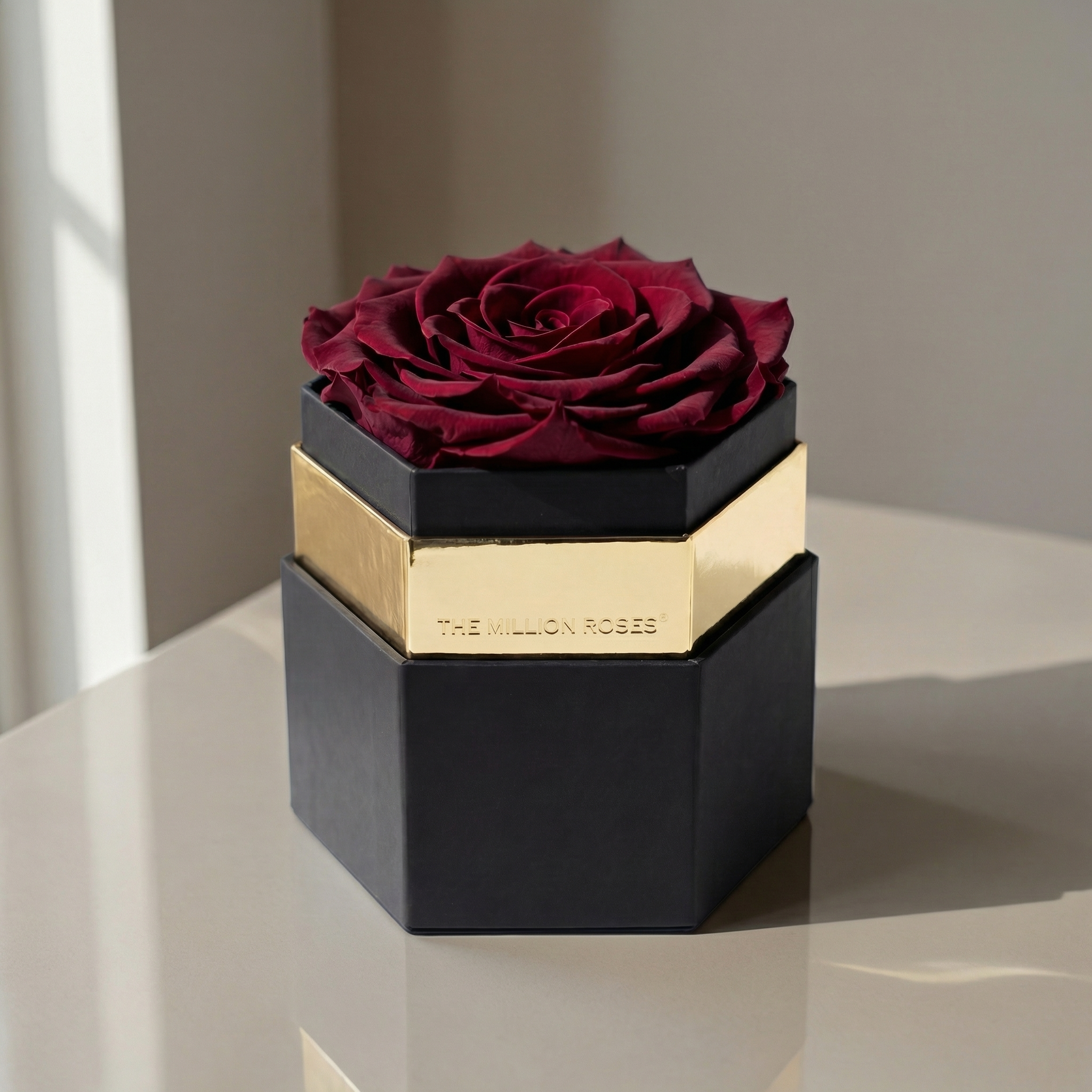 One in a Million™ Black Hexagon Box | Burgundy Rose