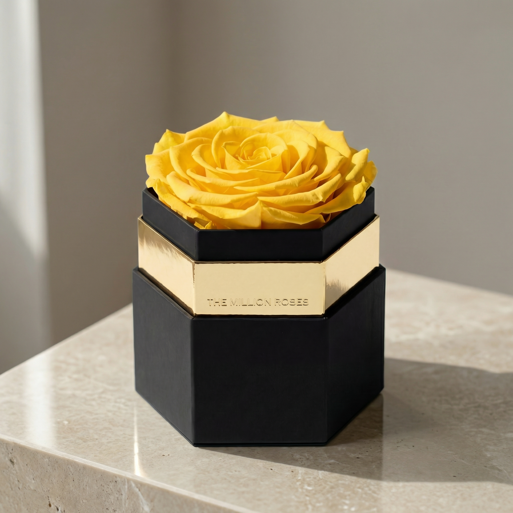 One in a Million™ Black Hexagon Box | Yellow Rose