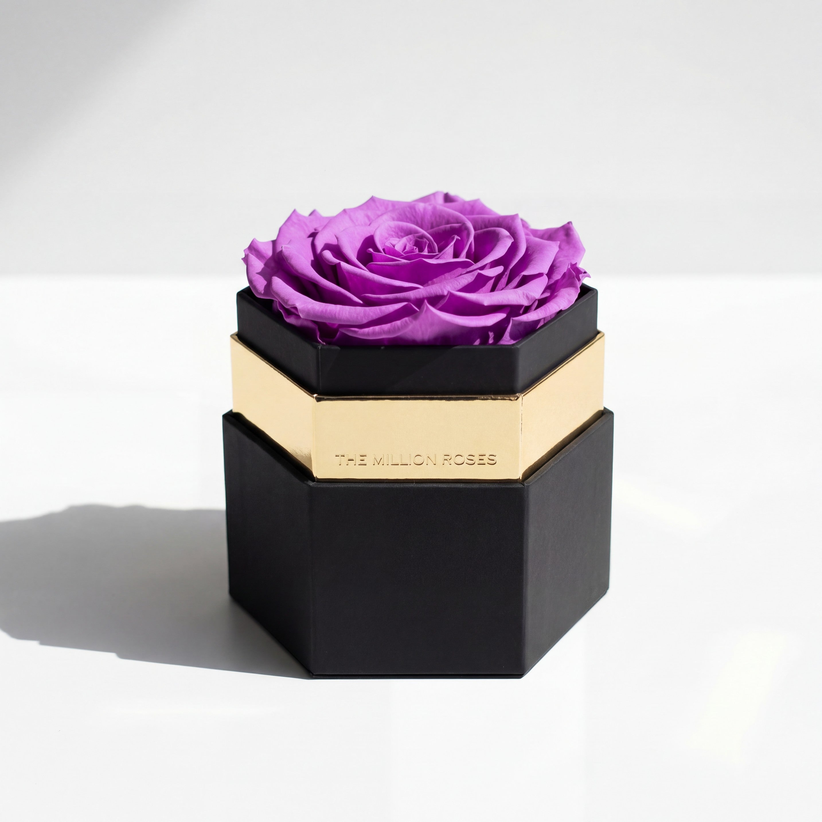 One in a Million™ Black Hexagon Box | Bright Purple Rose