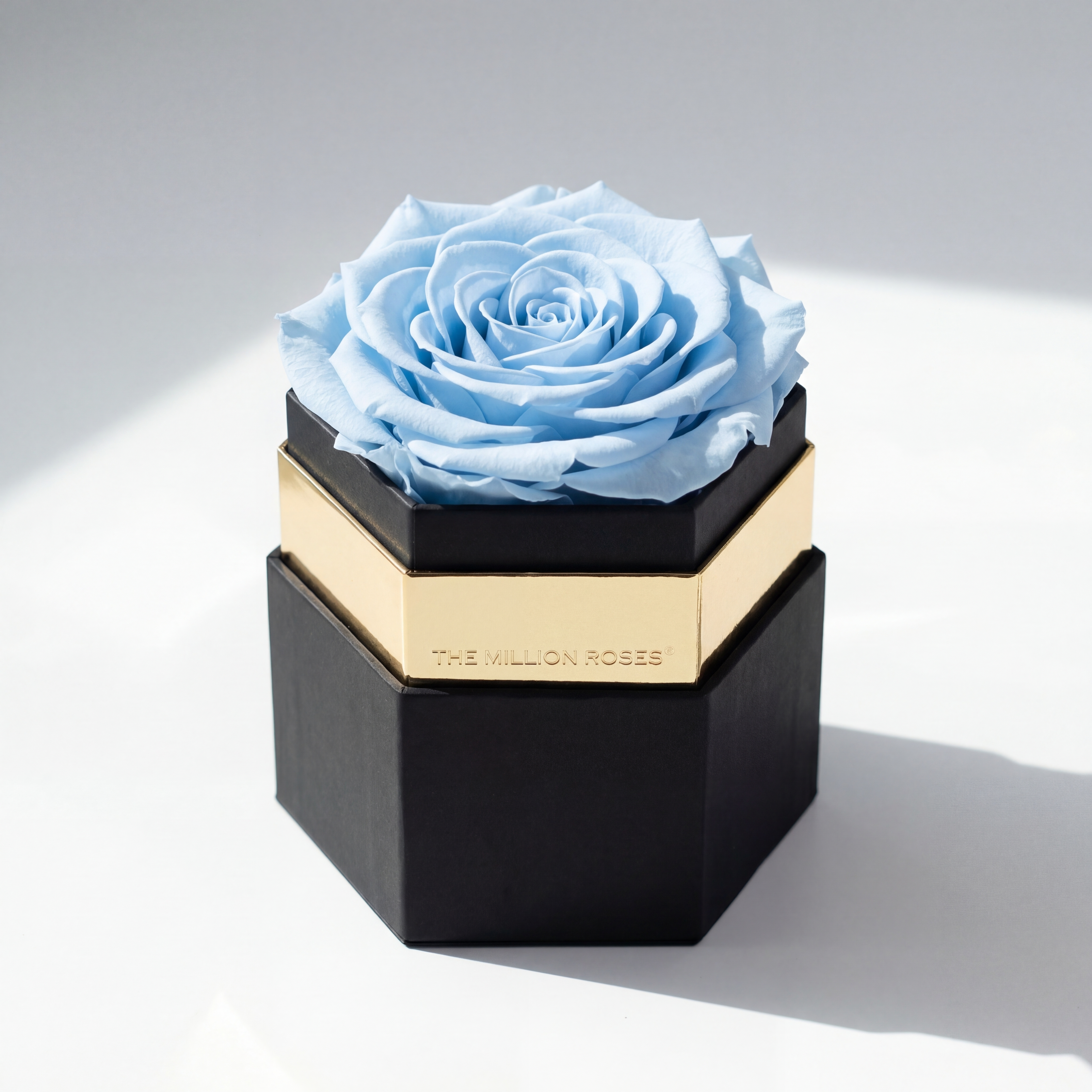 One in a Million™ Black Hexagon Box | Light Blue Rose