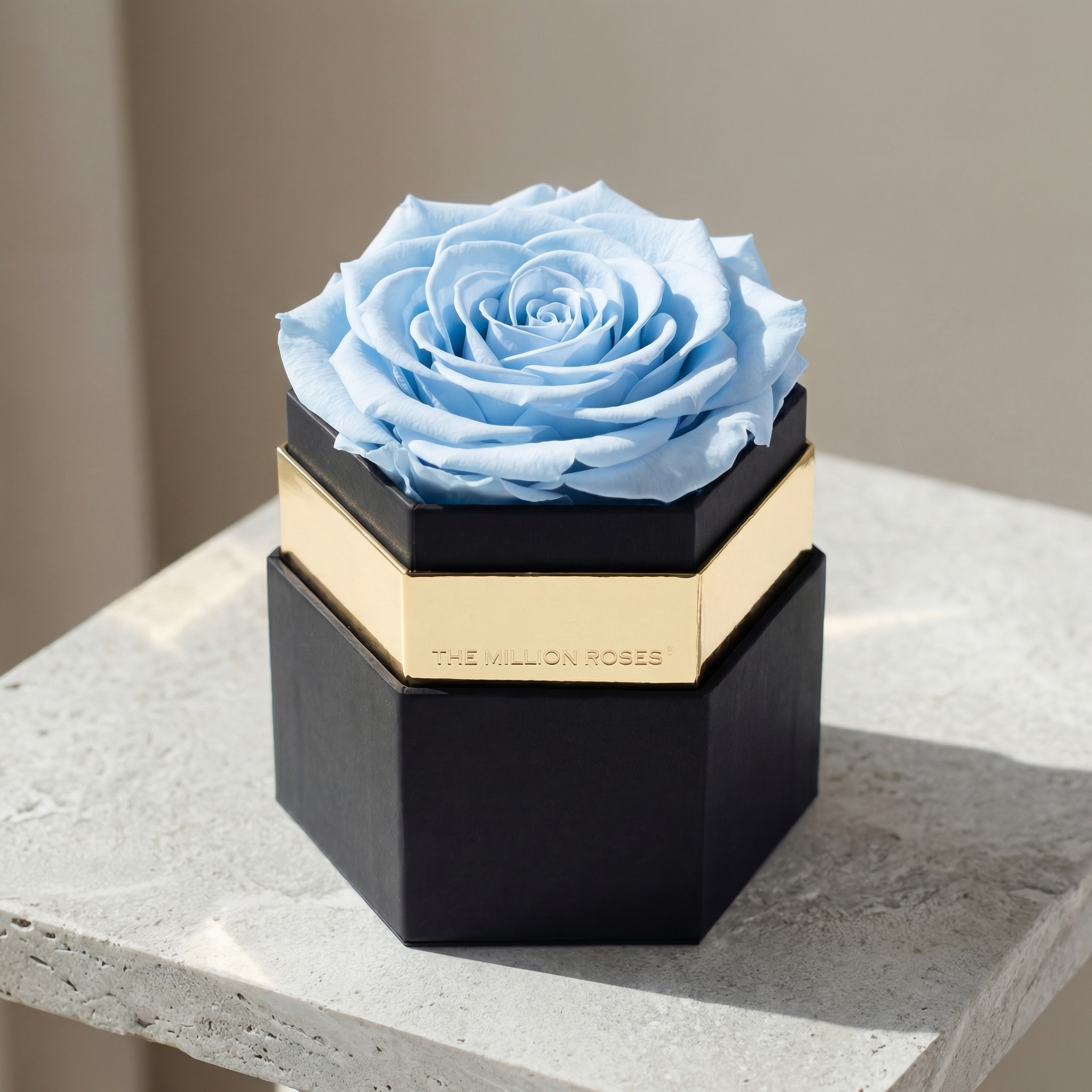 One in a Million™ Black Hexagon Box | Light Blue Rose