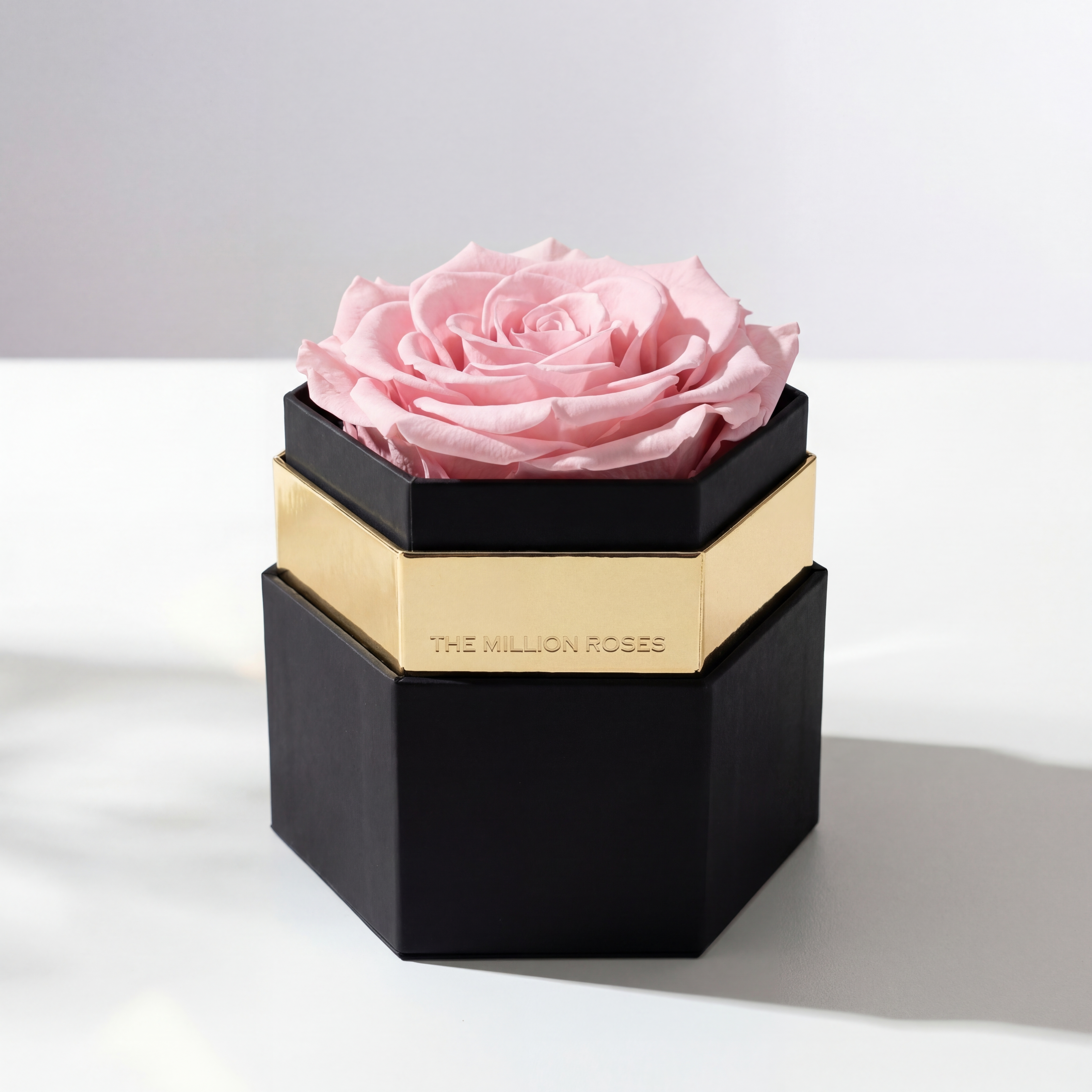 One in a Million™ Black Hexagon Box | Light Pink Rose