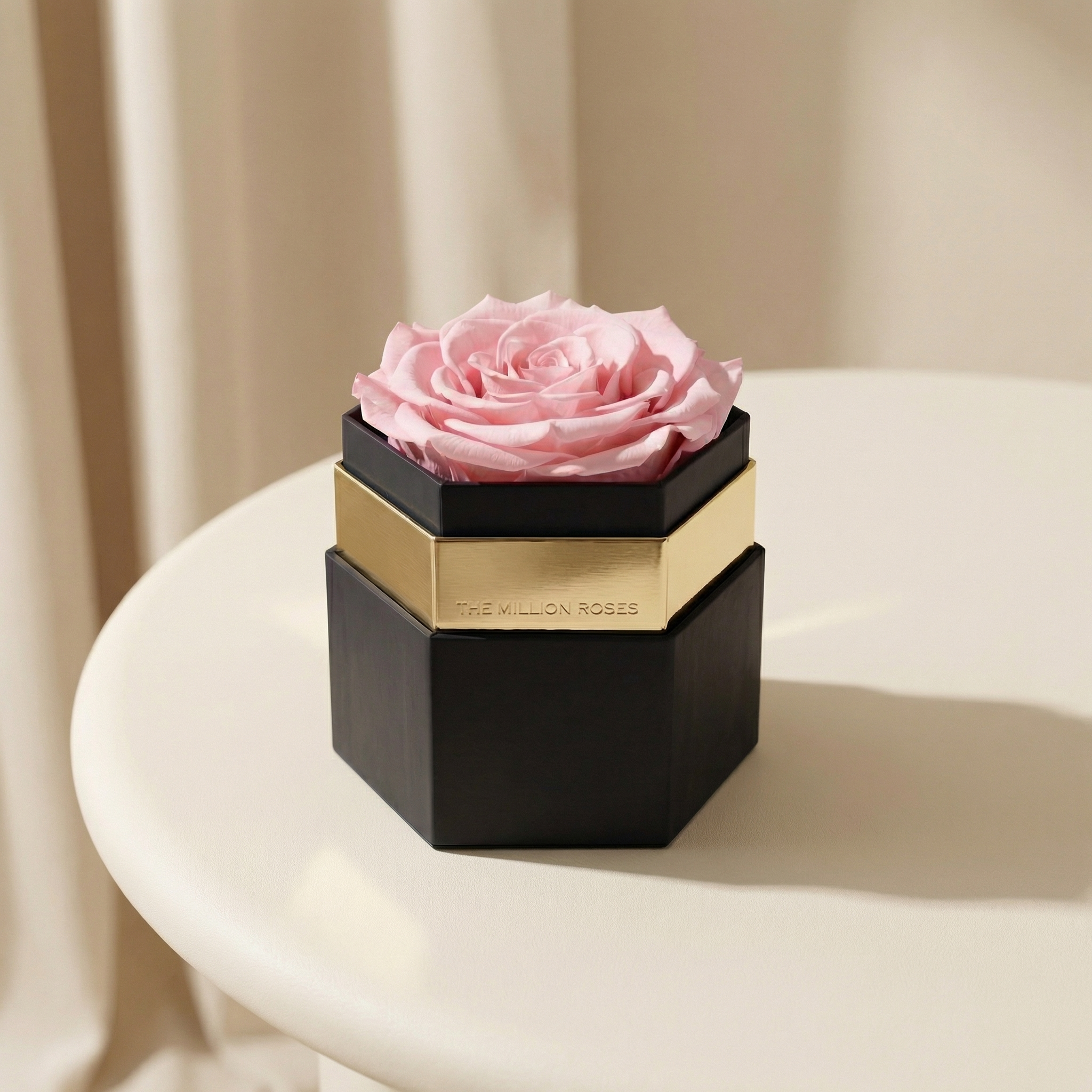 One in a Million™ Black Hexagon Box | Light Pink Rose