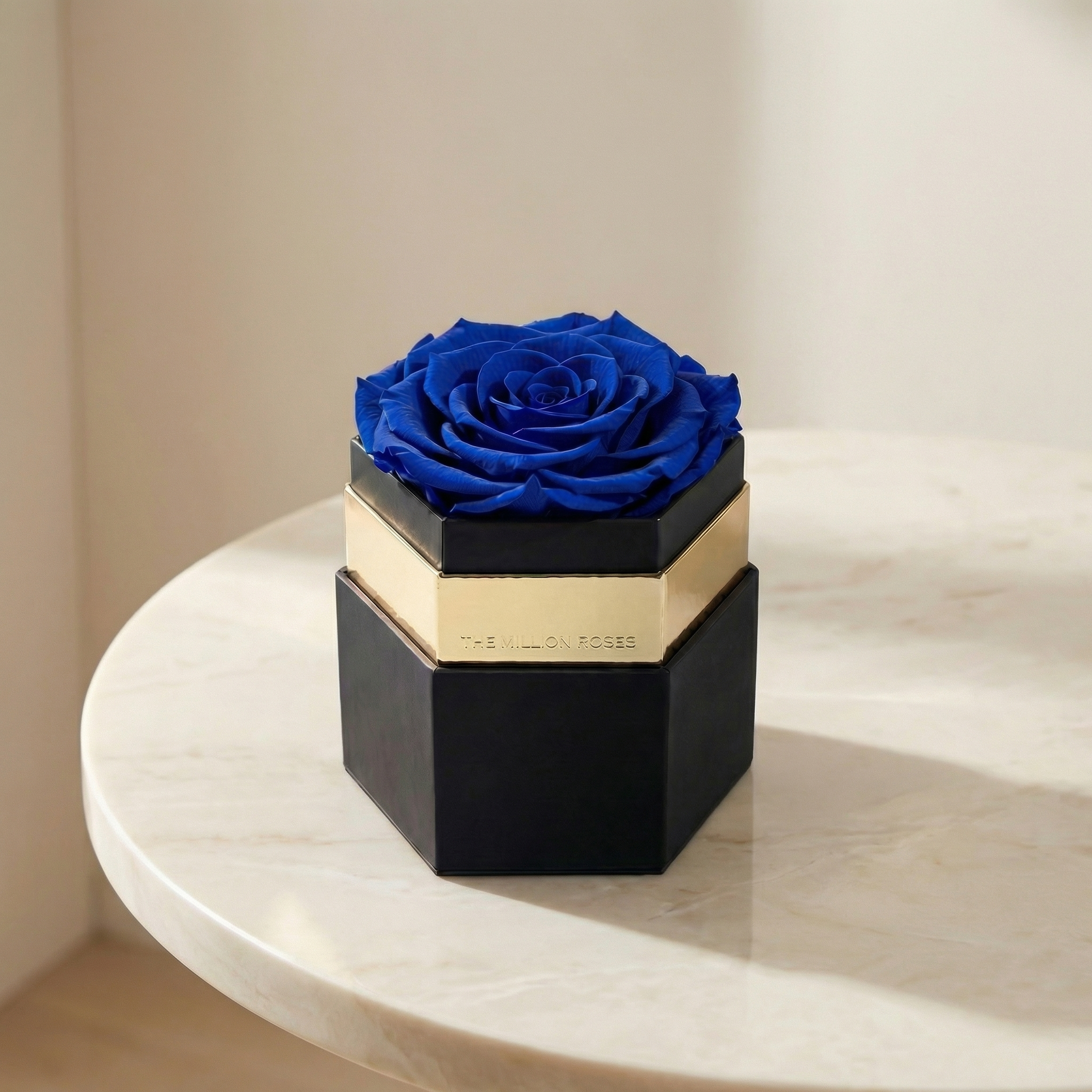 One in a Million™ Black Hexagon Box | Royal Blue Rose