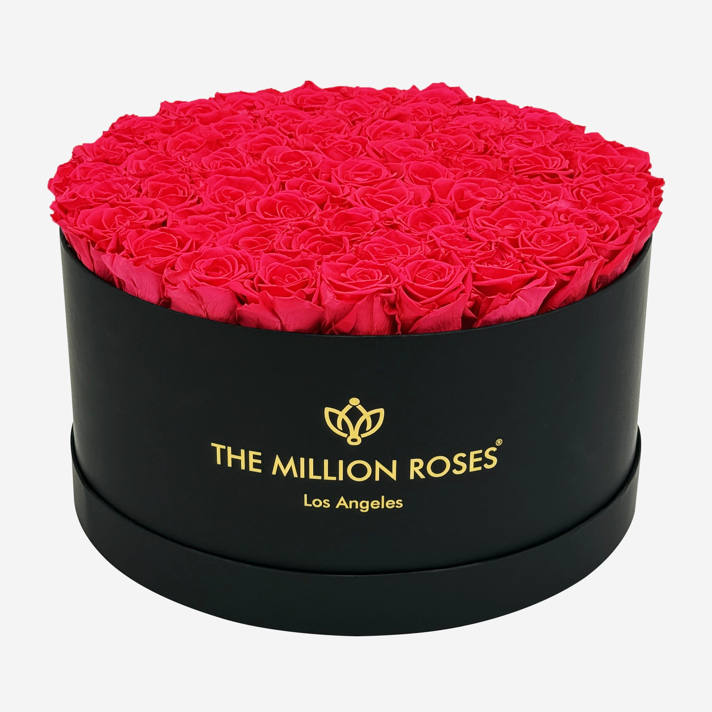 Deluxe Black Box | Hot Pink Roses