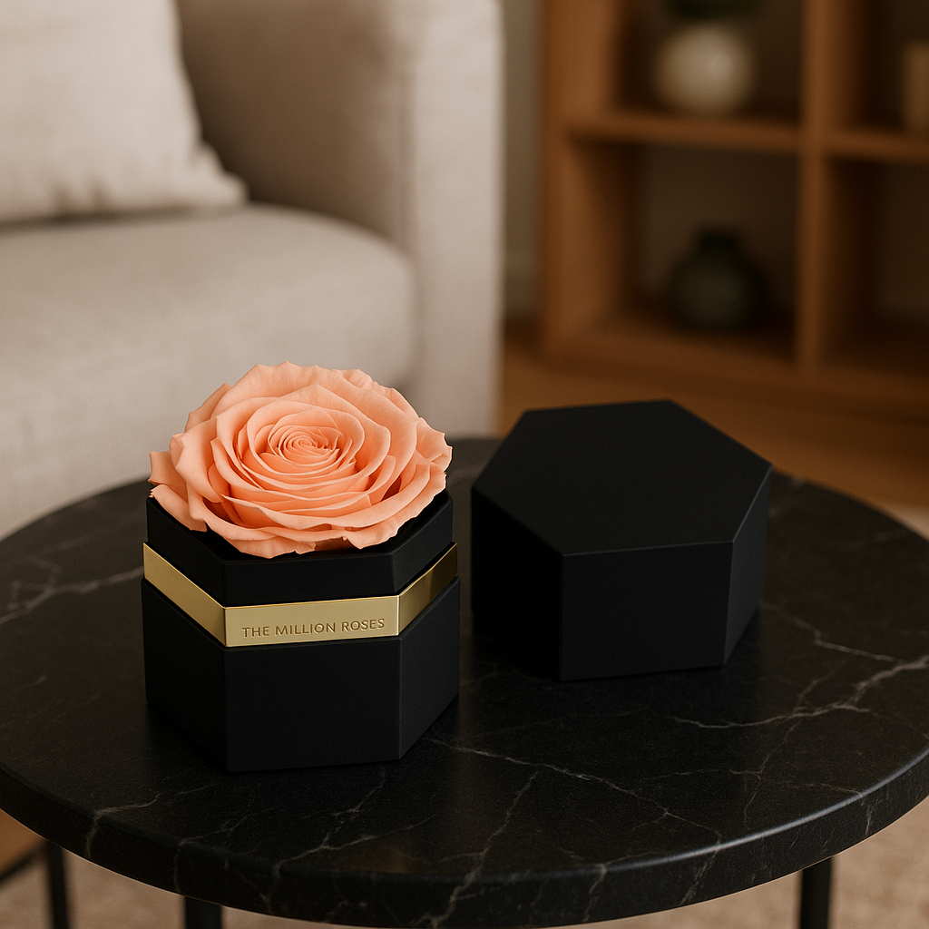 One in a Million™ Black Hexagon Box | Peach Rose