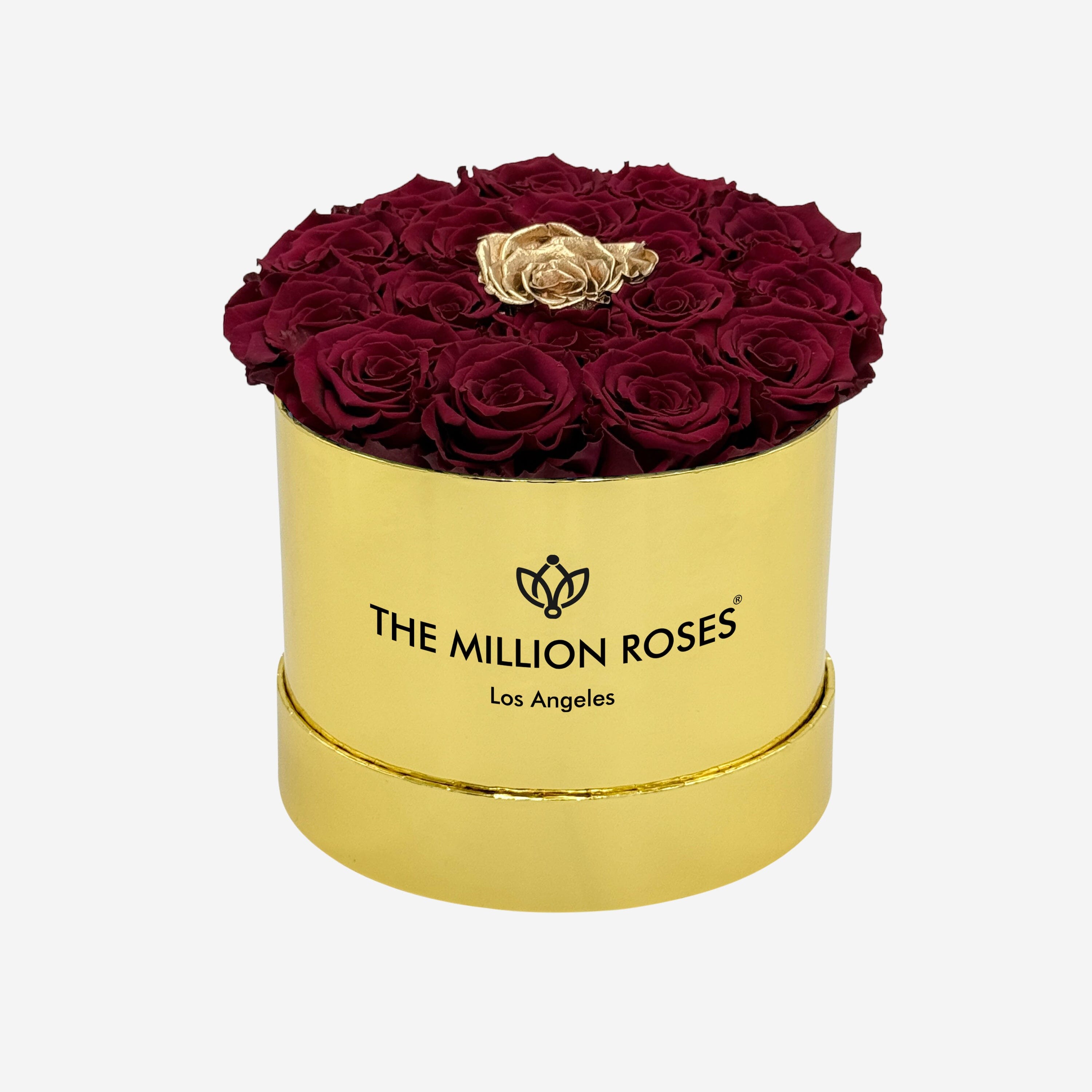 Caja Clásica Espejo Dorado | Rosas burdeos y doradas