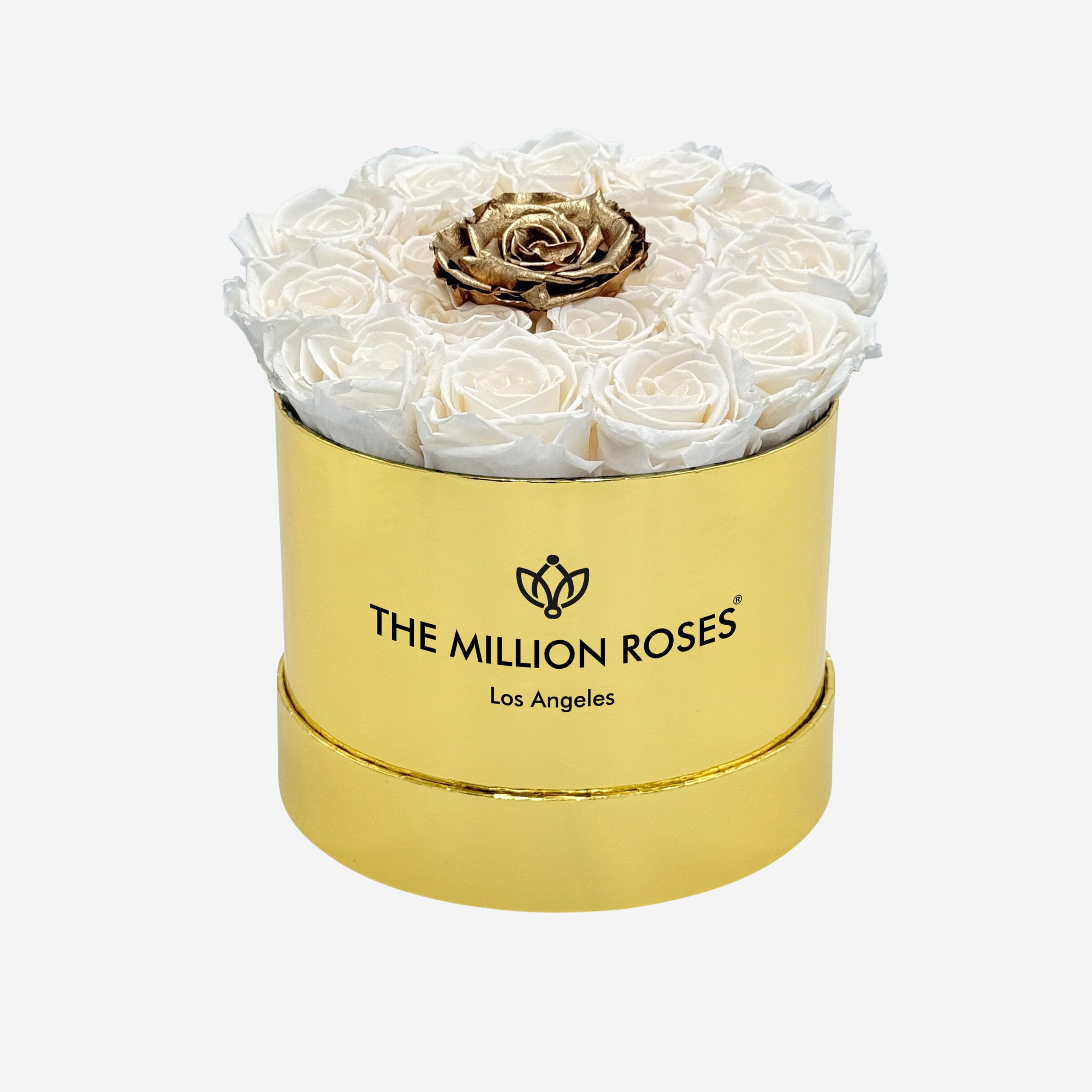 Classic Mirror Gold Box | White & Gold Roses
