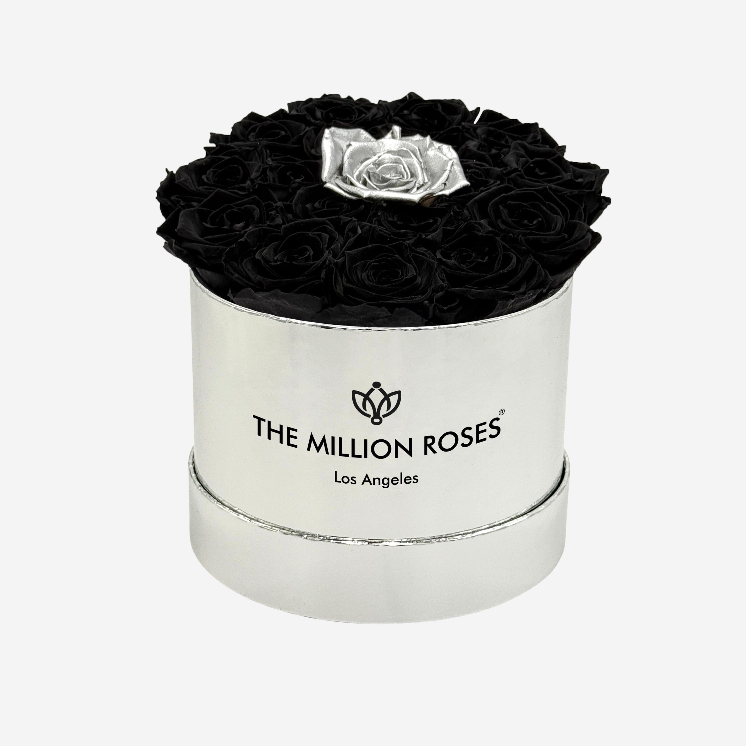 Classic Mirror Silver Box | Black & Silver Roses