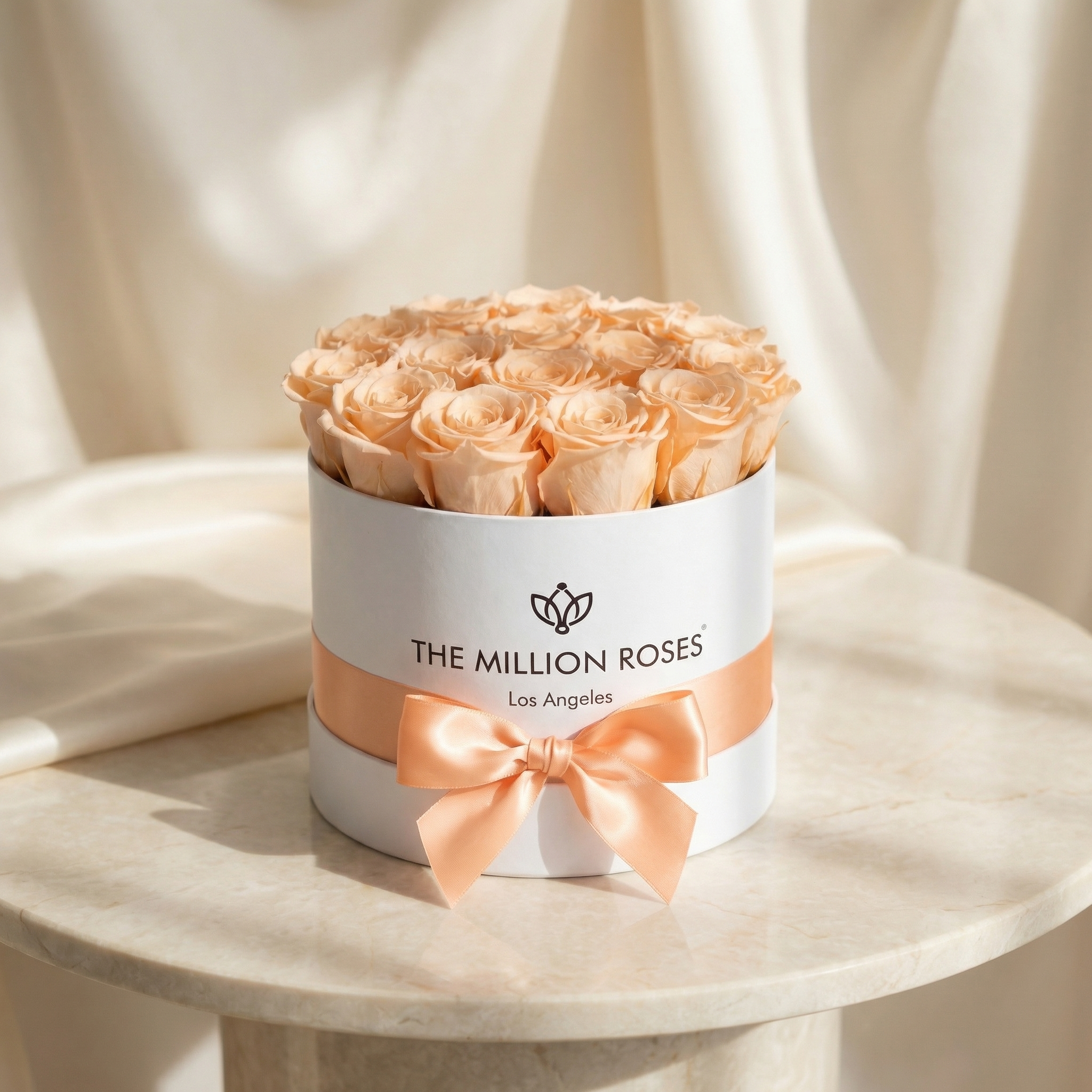Classic White Box | Peach Roses