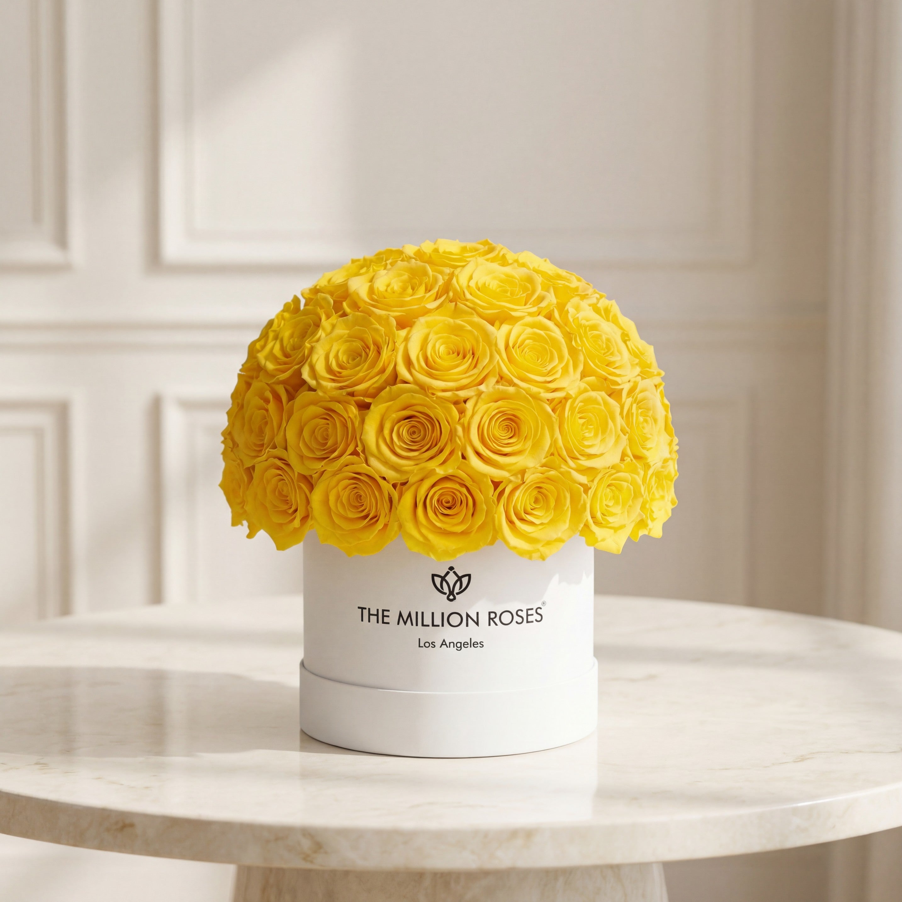 Classic White Superdome Box | Yellow Roses