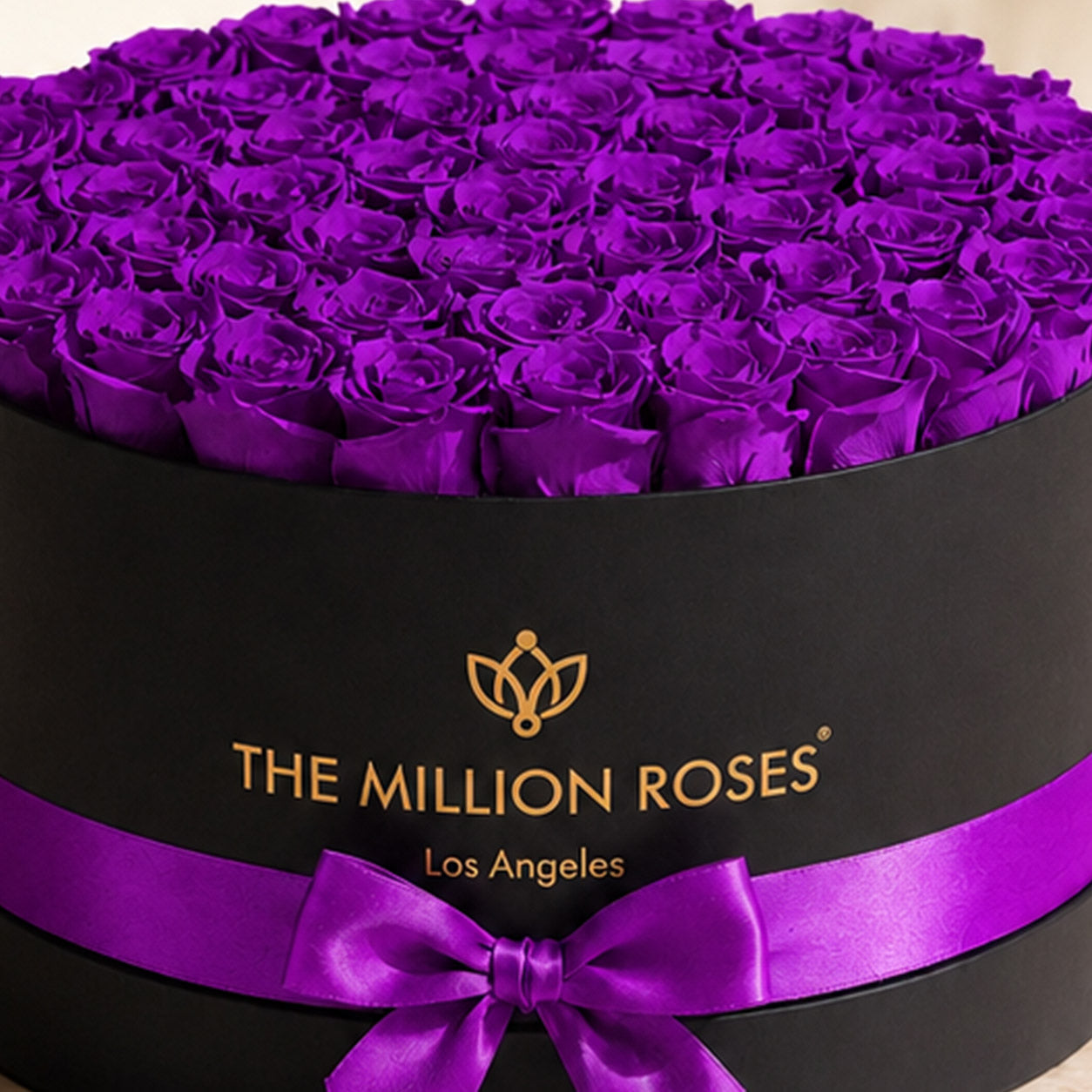 Deluxe Black Box | Bright Purple Roses