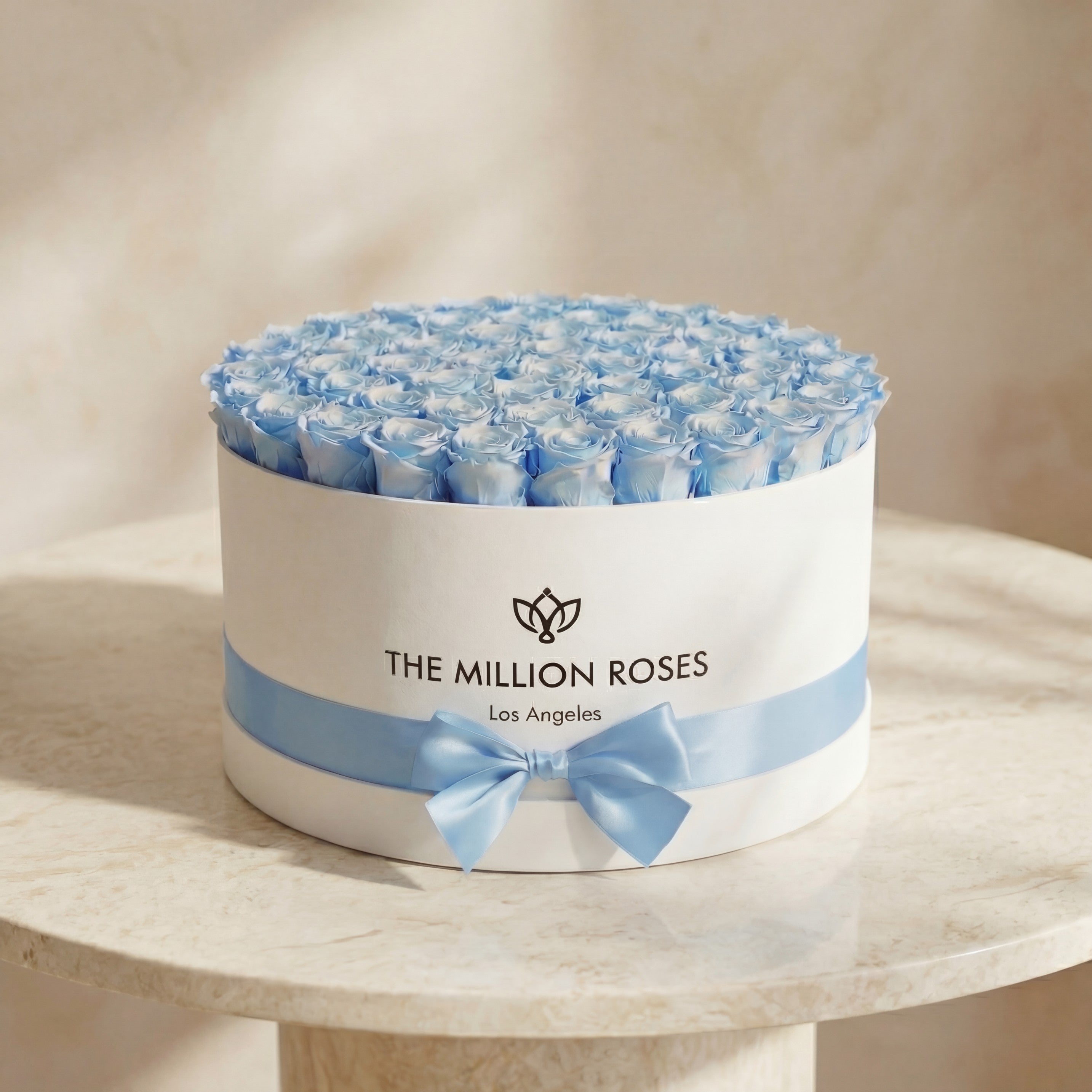 Deluxe White Box | Light Blue Roses