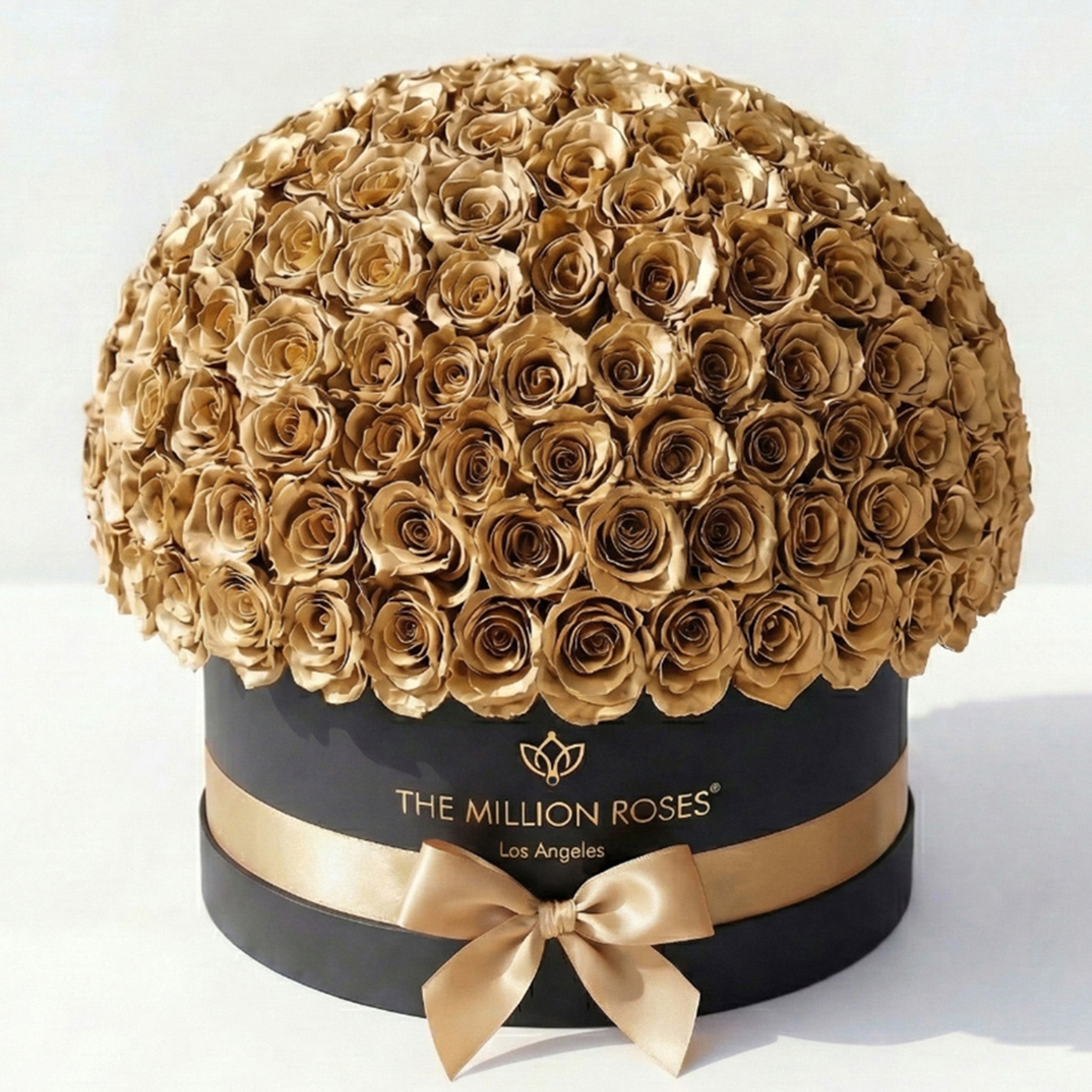 Deluxe Black Dome Box | Gold Roses