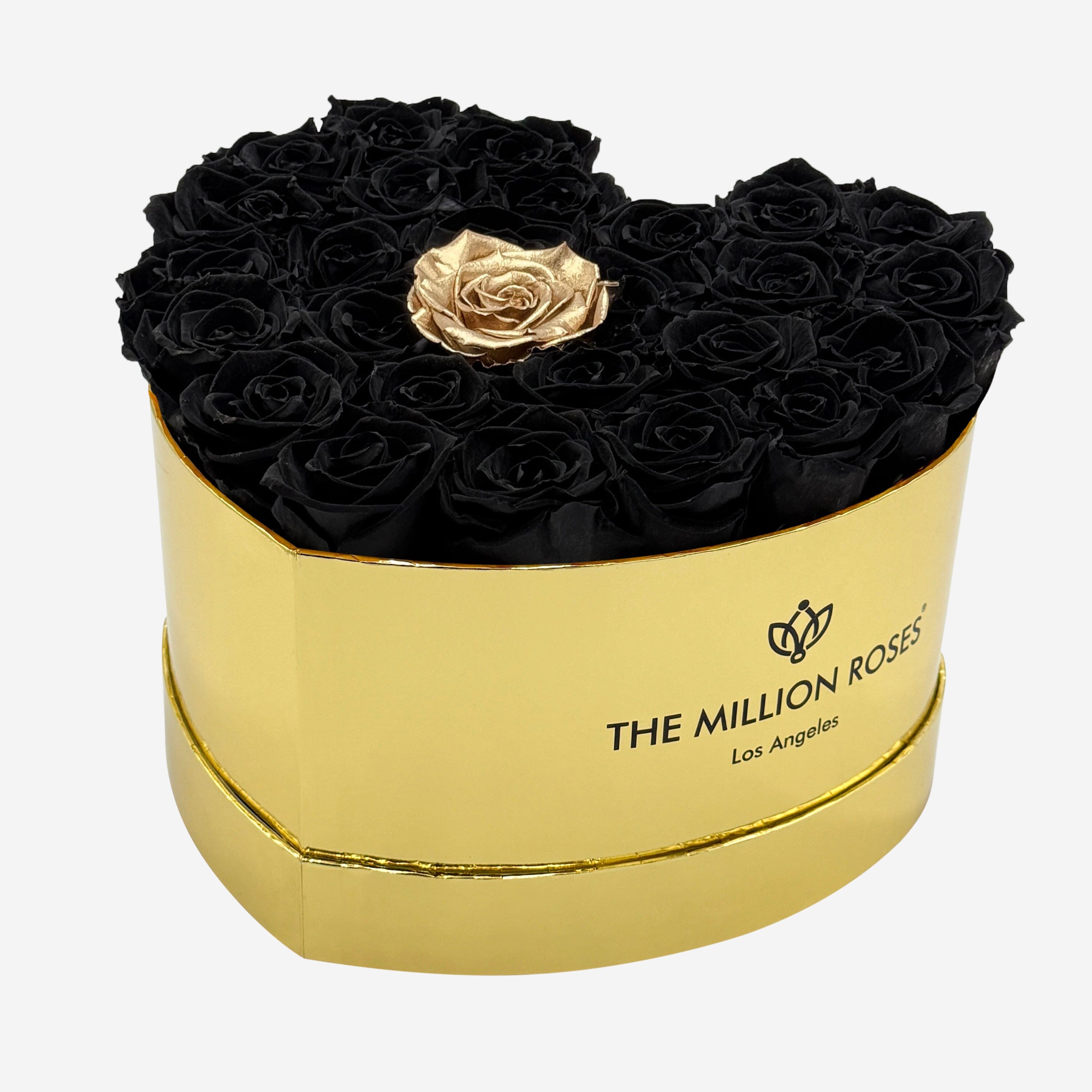 Zlatá krabička so srdcom | Čierno-zlaté ruže