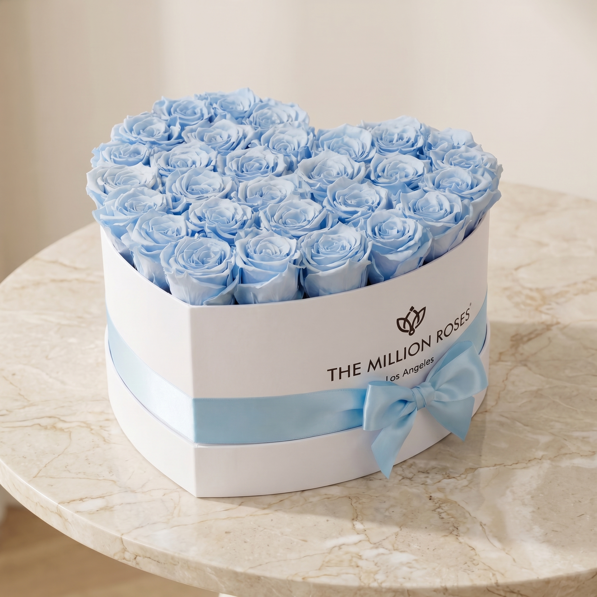 Heart White Box | Light Blue Roses