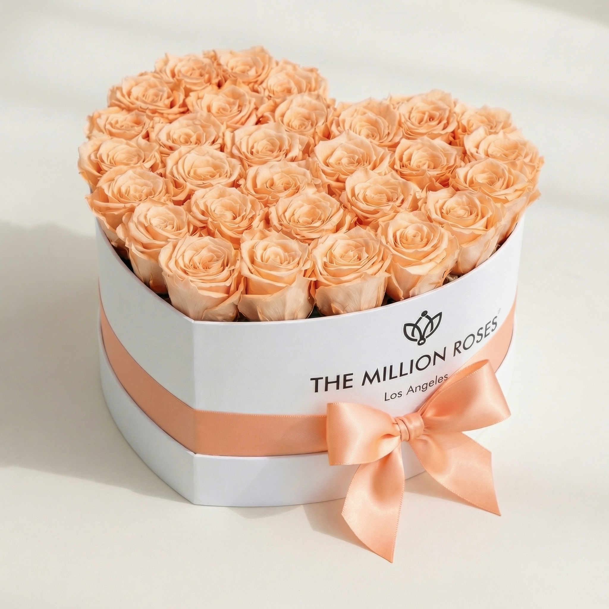 Coeur Boîte Blanche | Roses pêche