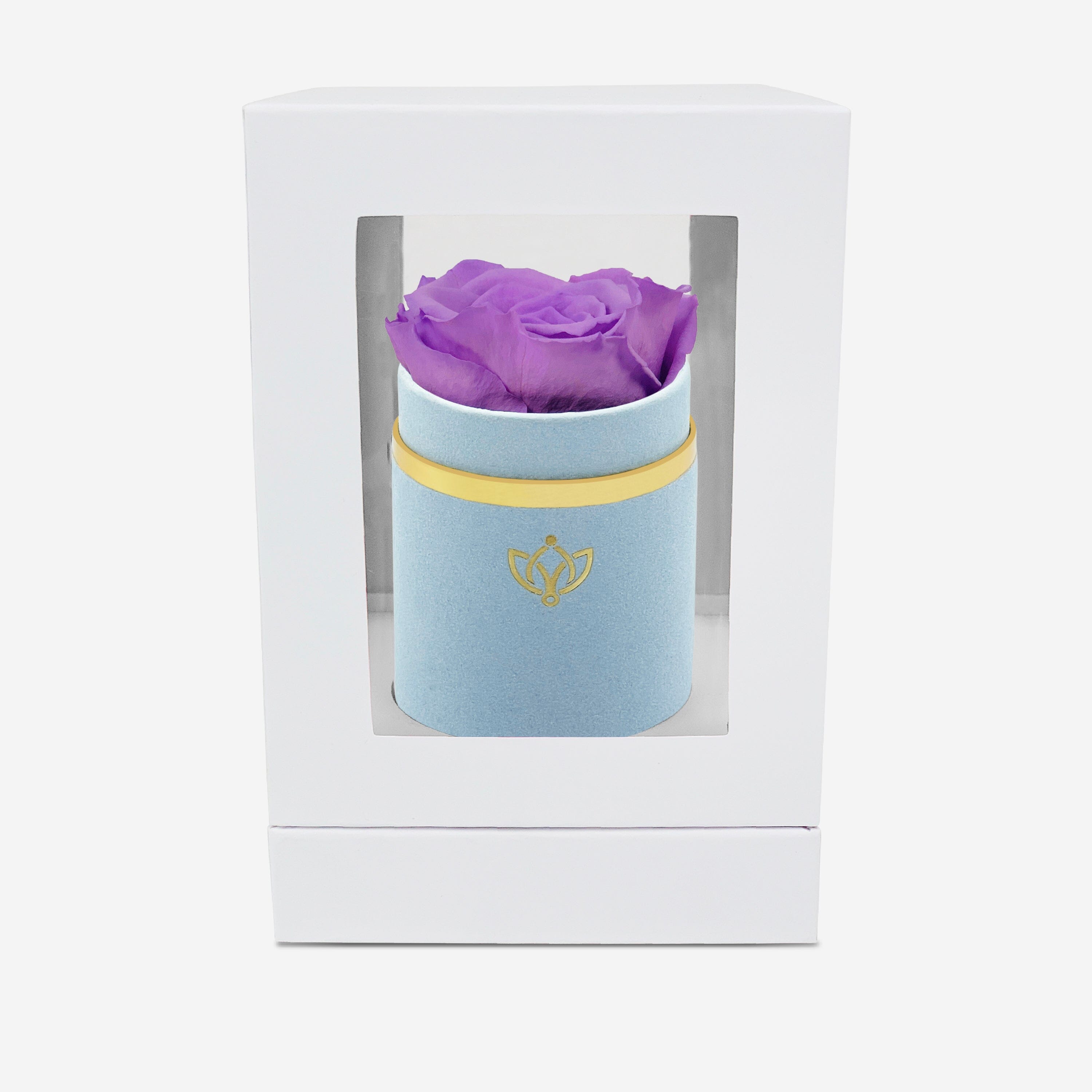 Single Light Blue Suede Box | Lavender Rose - The Million Roses