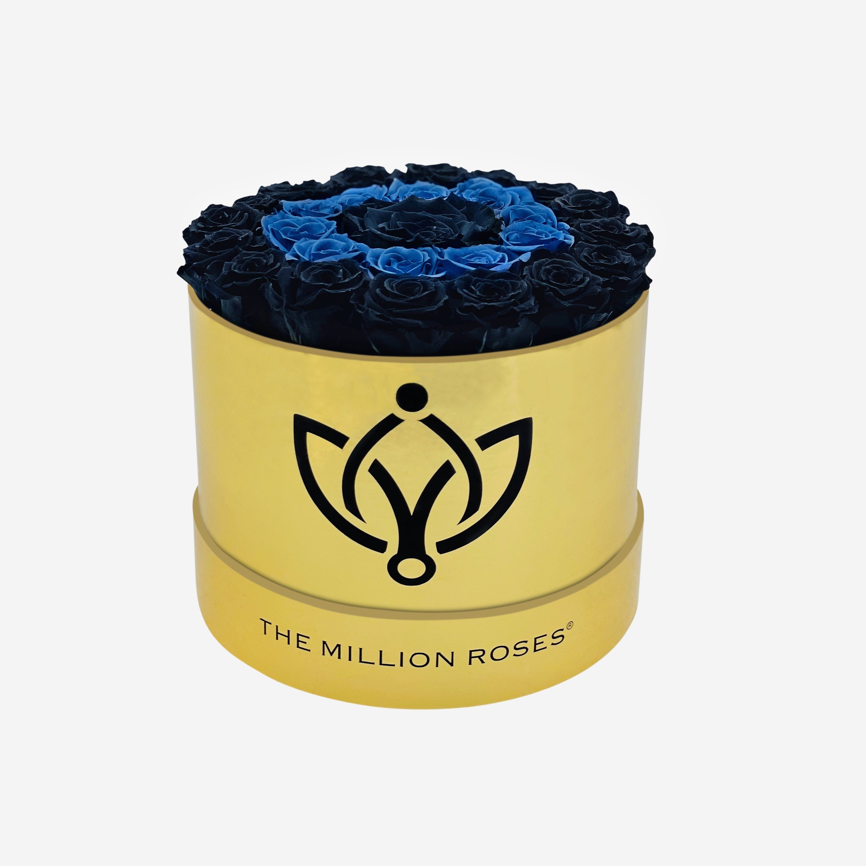 Classic Mirror Gold Box | Black & Smoky Blue Roses | Target - The Million Roses
