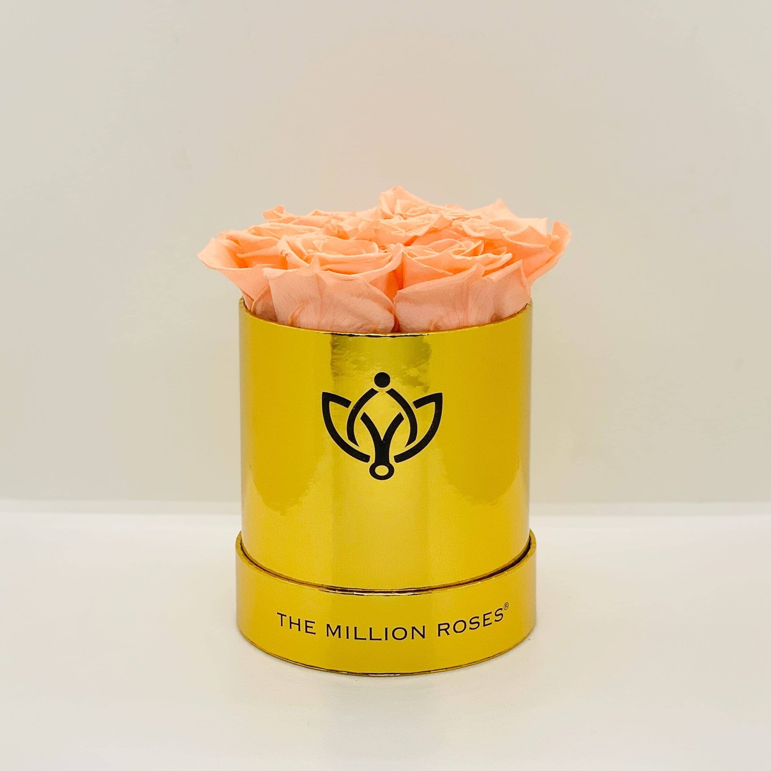 Basic Mirror Gold Box | Peach Roses - The Million Roses