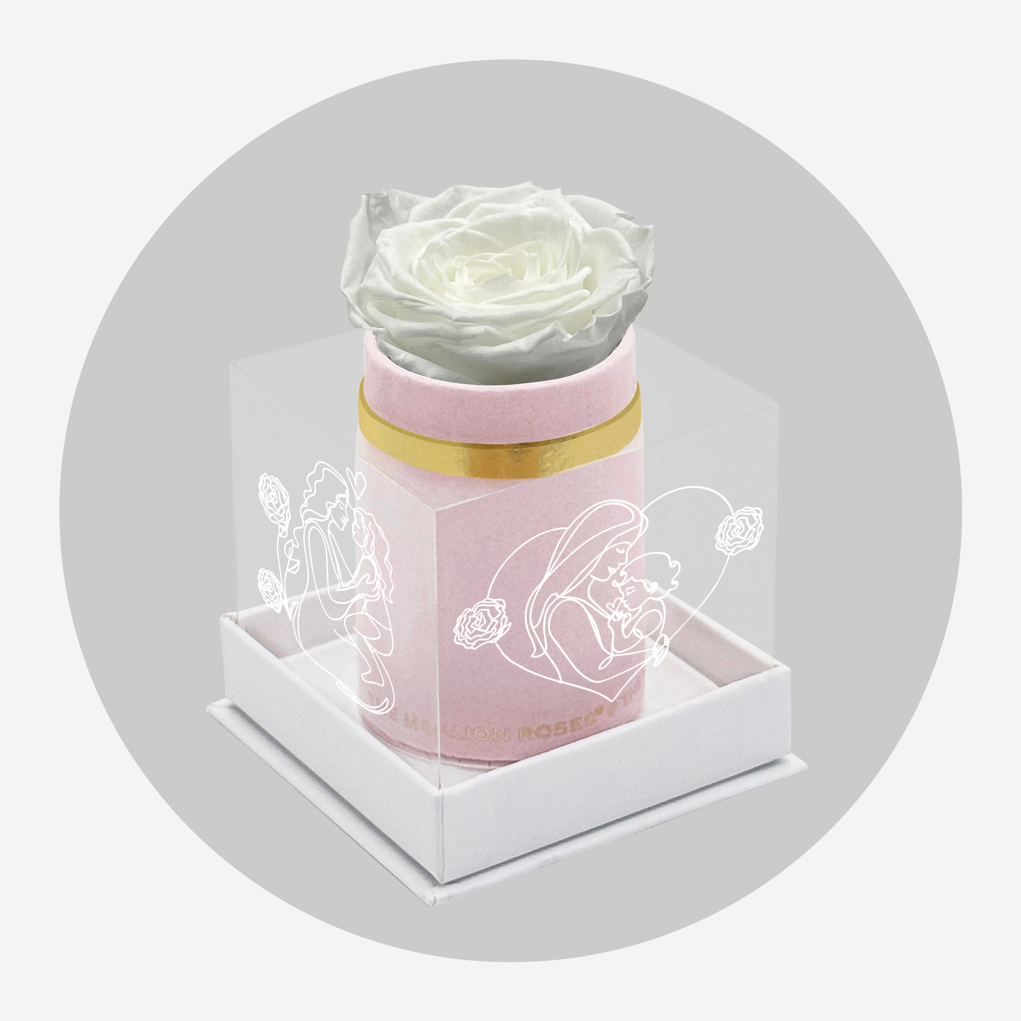 Cutie unică din piele de căprioară roz deschis | Ediție limitată de Ziua Mamei | Trandafir alb