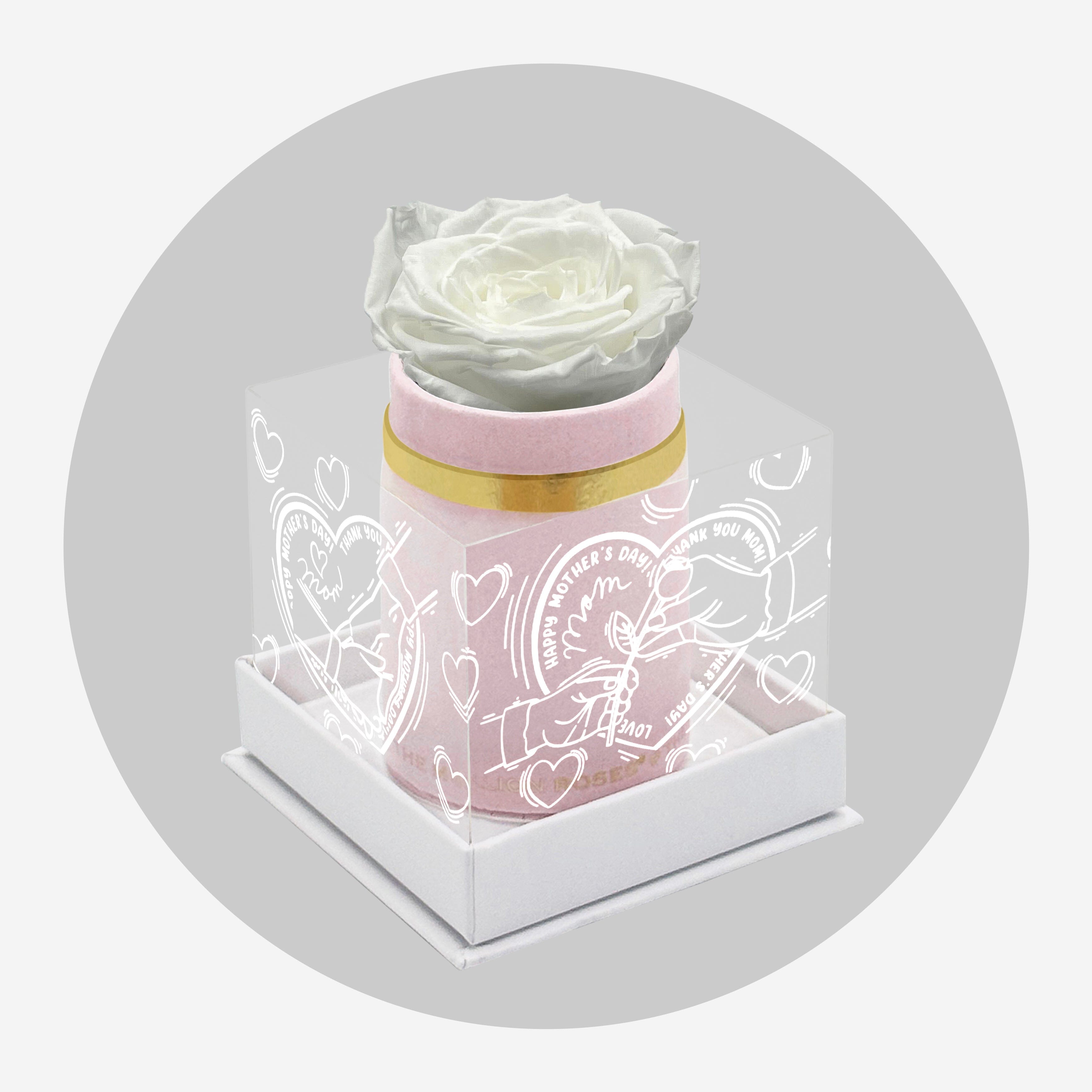 Scatola singola in camoscio rosa chiaro | Edizione limitata dell'amore della mamma | Rosa Bianca