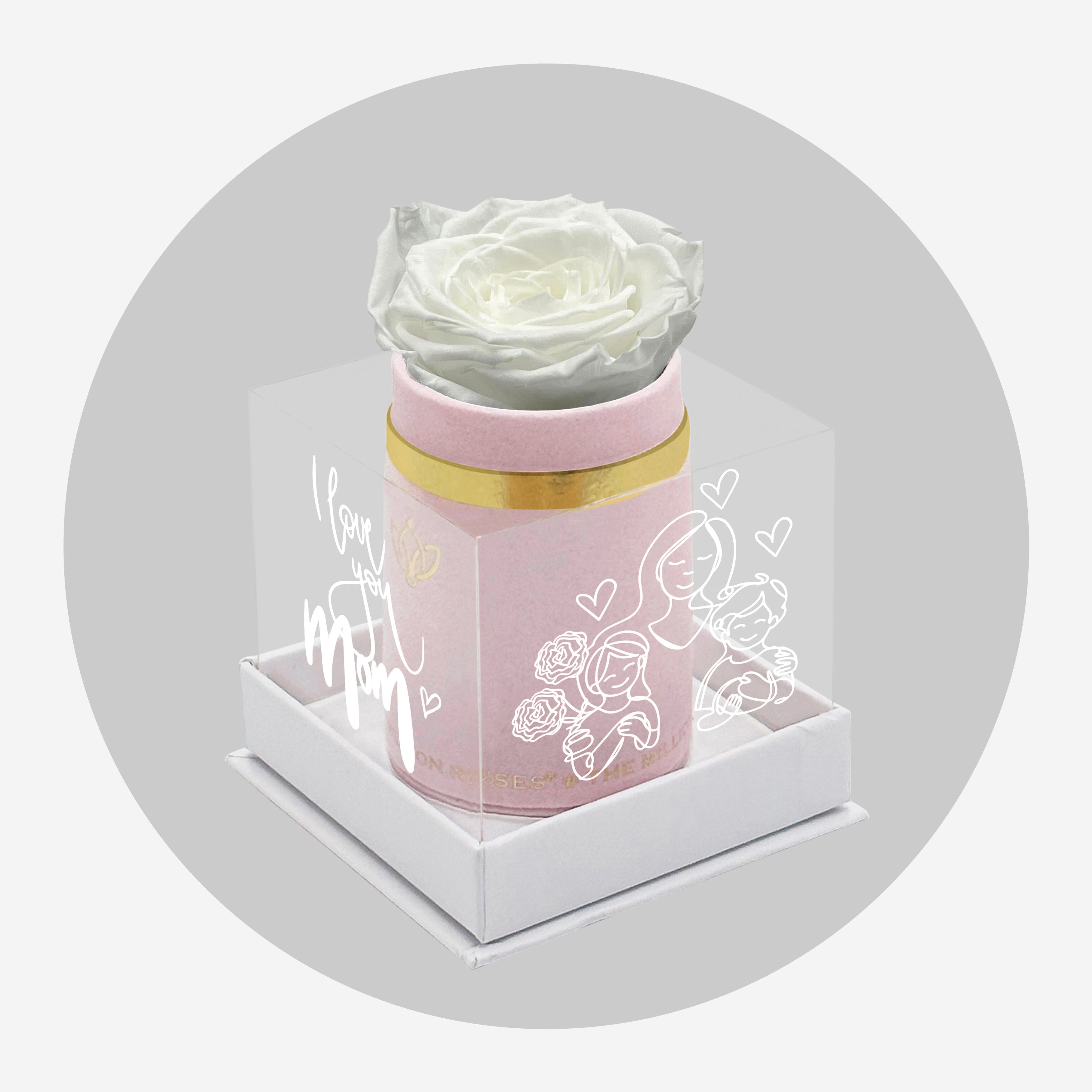 Cutie unică din piele de căprioară roz deschis | Ediție limitată de Ziua Mamei | Trandafir alb