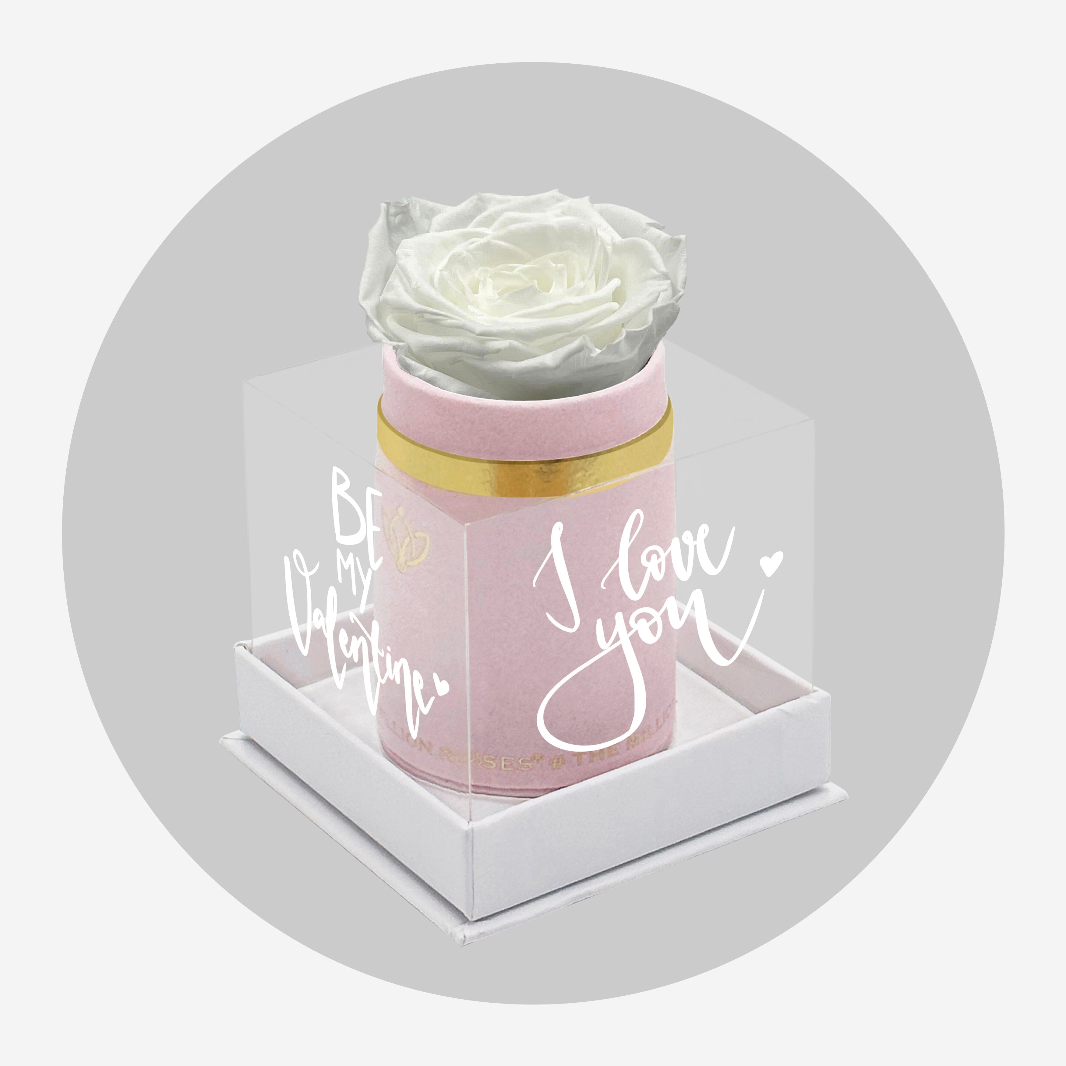 Scatola singola in camoscio rosa chiaro | Edizione limitata Love Note | Rosa Bianca