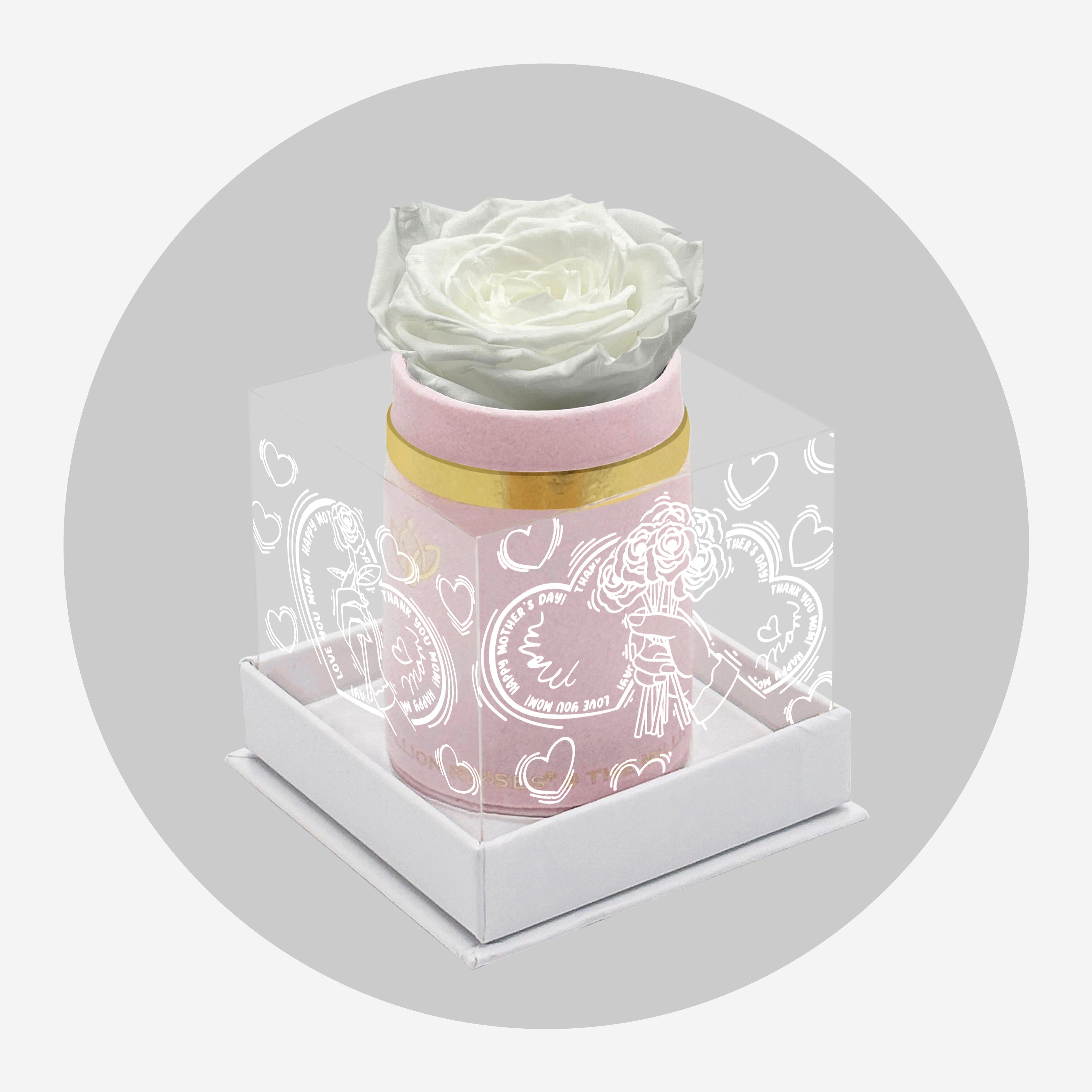 Scatola singola in camoscio rosa chiaro | Edizione limitata dell'amore della mamma | Rosa Bianca