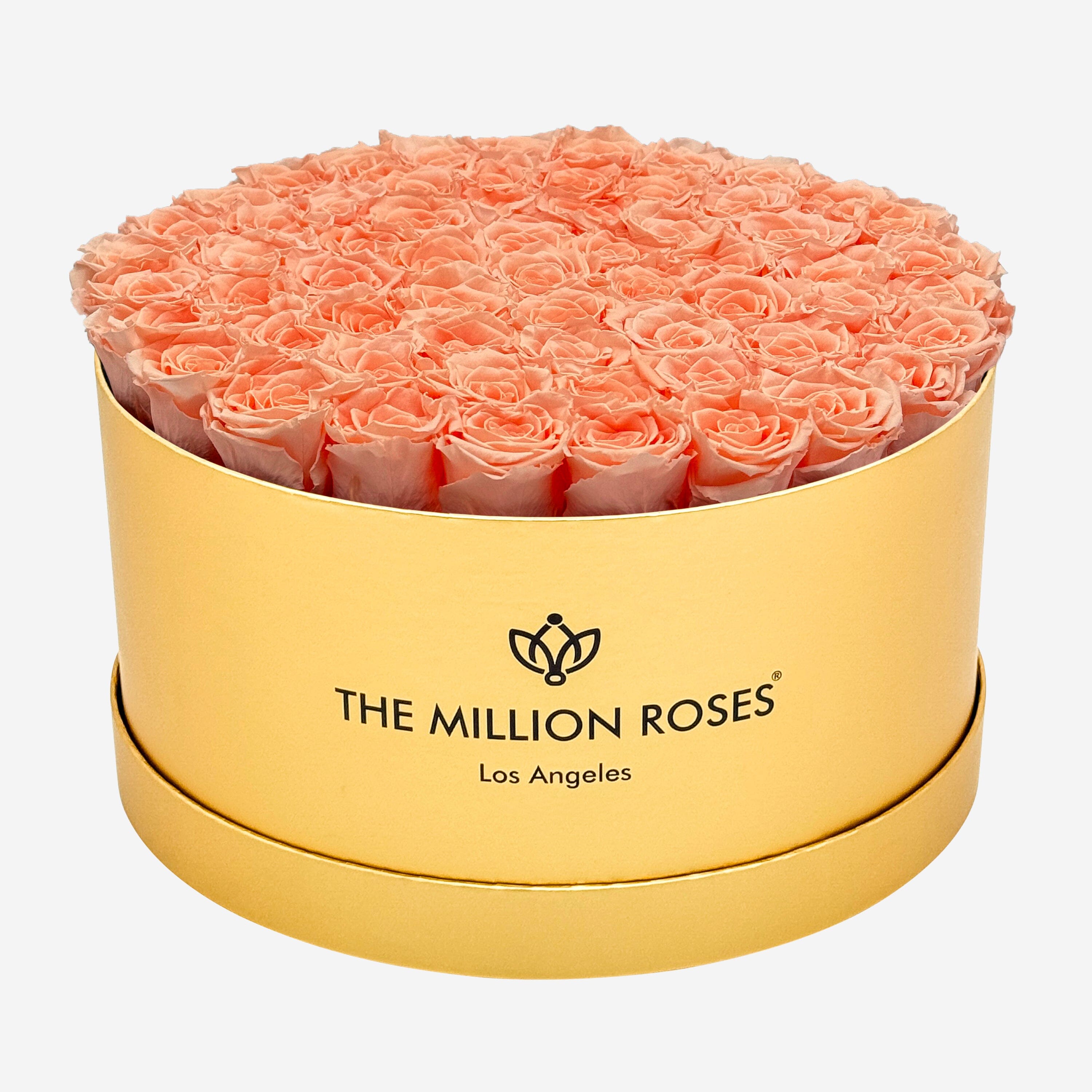 Deluxe Matte Gold Box | Peach Roses