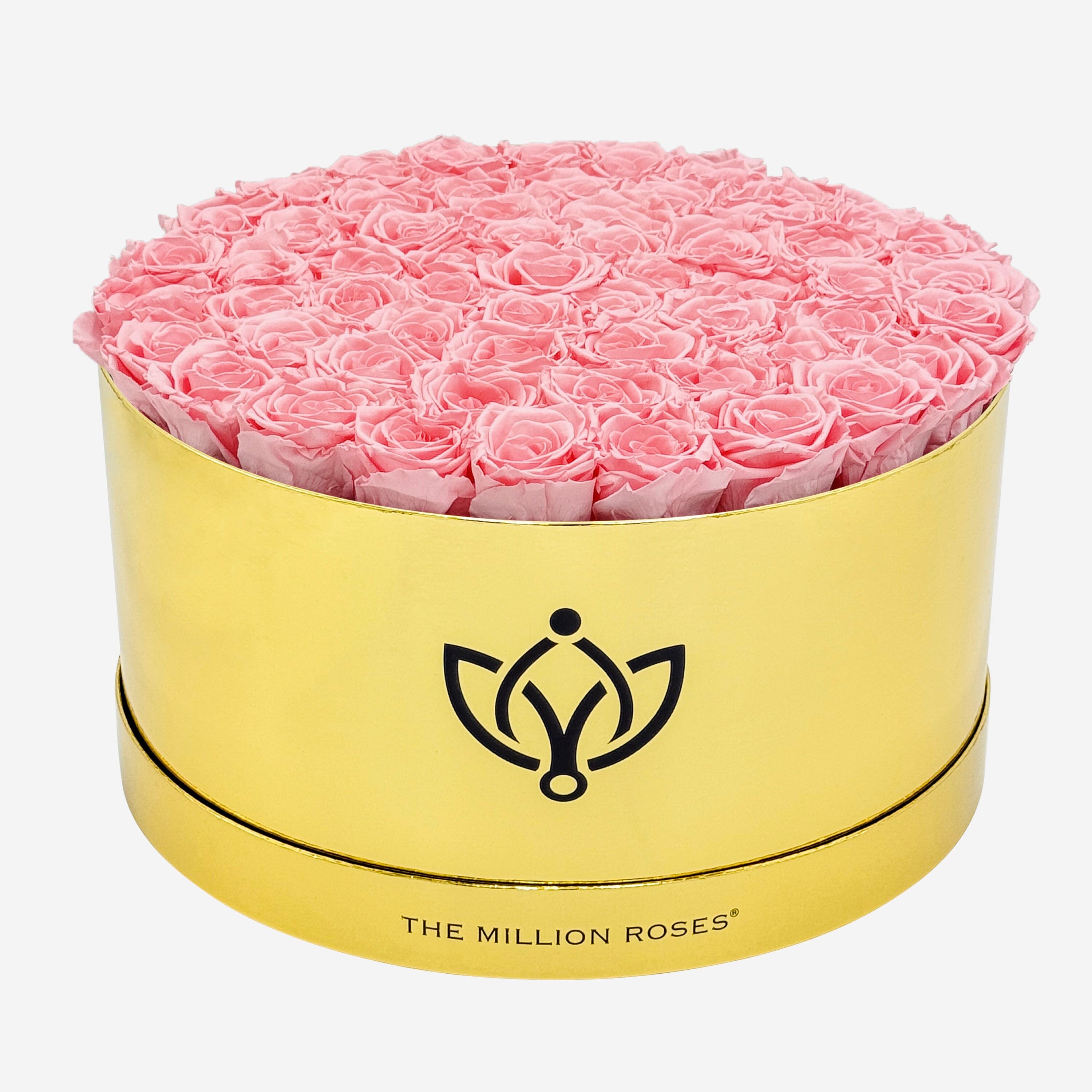 Deluxe Mirror Gold Box | Light Pink Roses