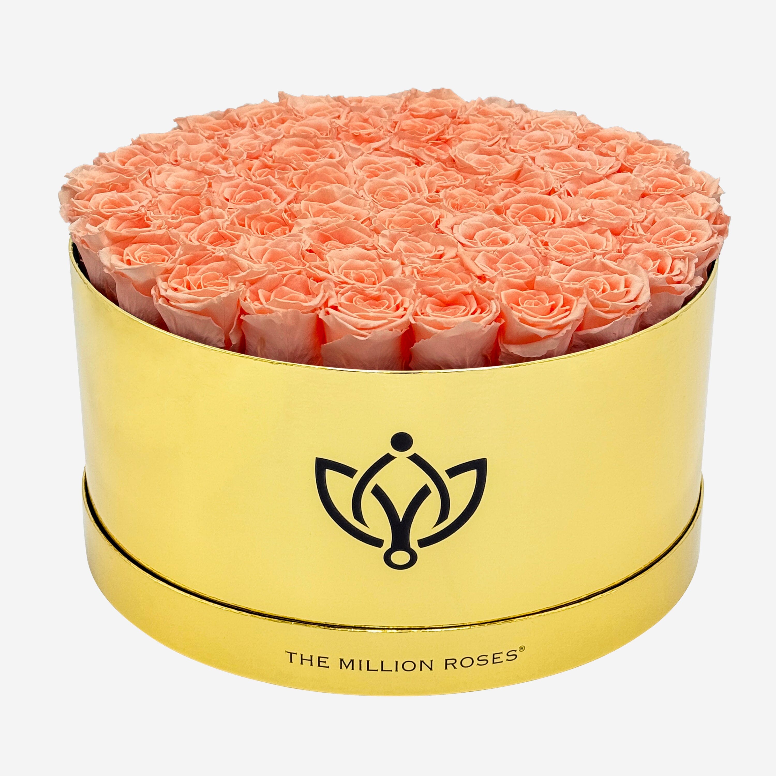 Deluxe Mirror Gold Box | Peach Roses