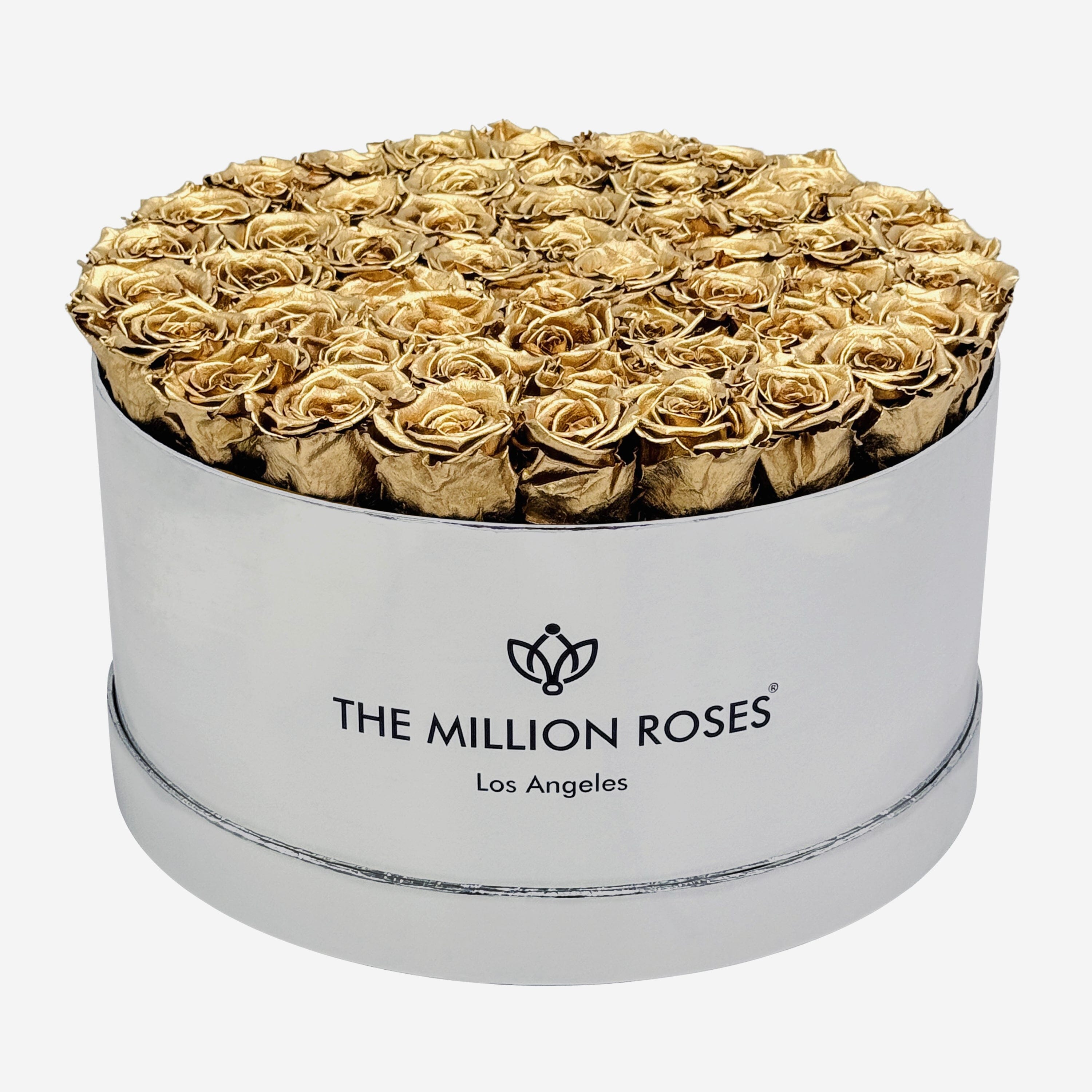 Deluxe Mirror Silver Box | Gold Roses