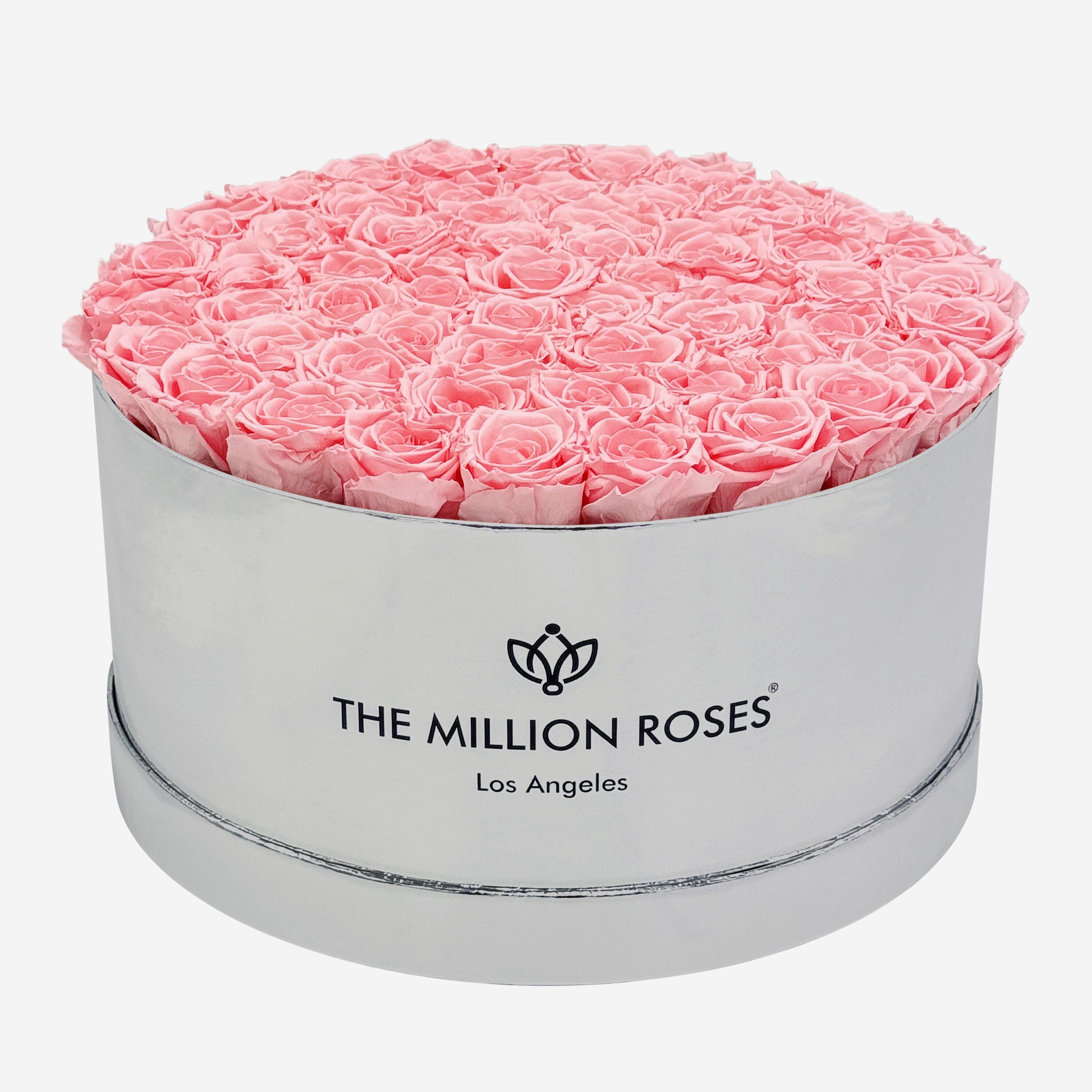 Deluxe Mirror Silver Box | Light Pink Roses