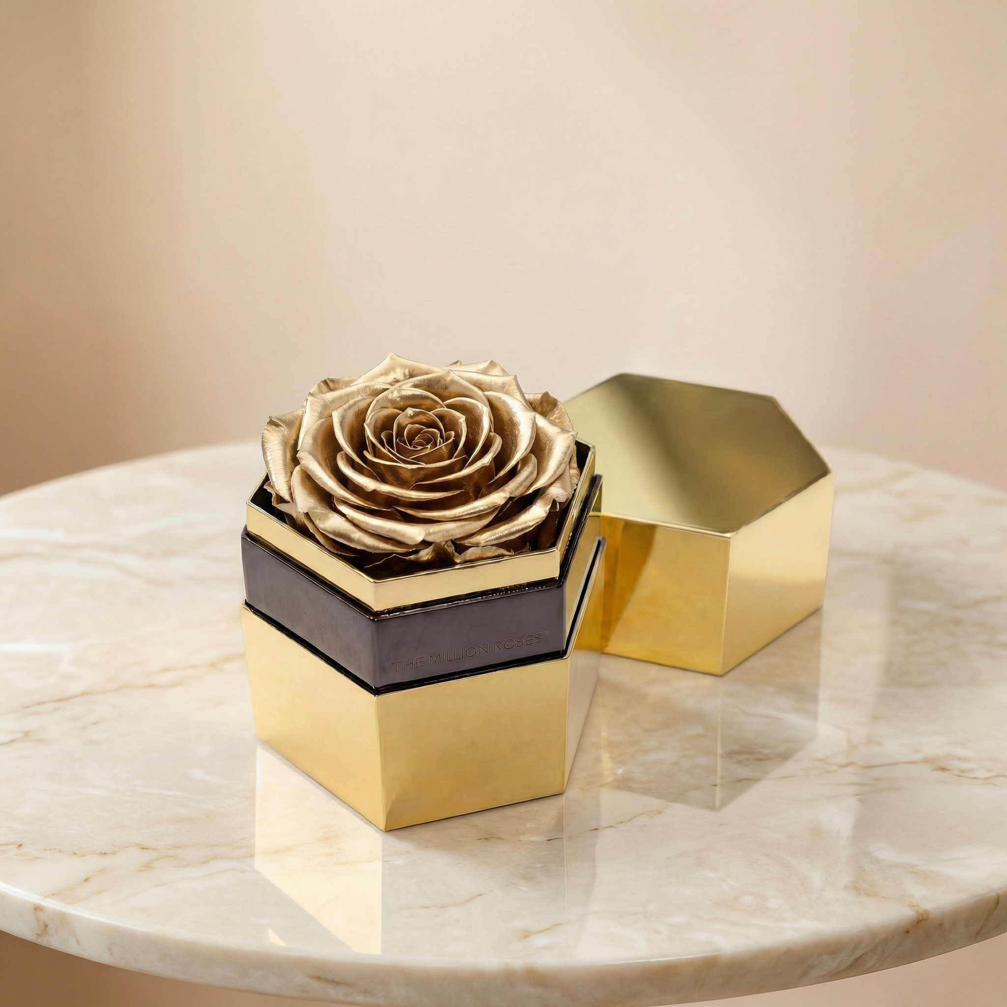 One in a Million™ Mirror Gold Hexagon Box | Gold Rose