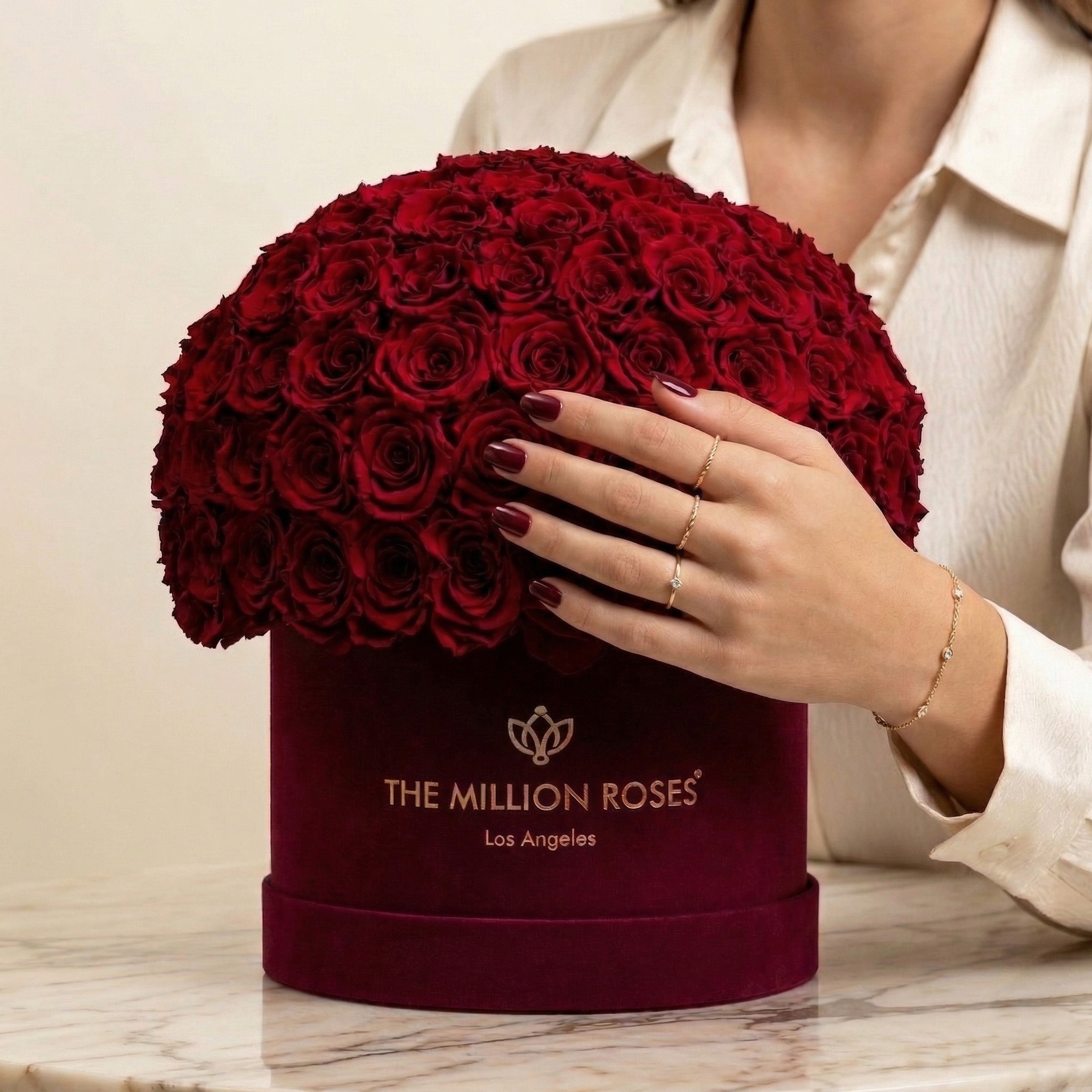 Supreme Bordeaux Wildleder Superdome Box | Burgunderfarbene Rosen