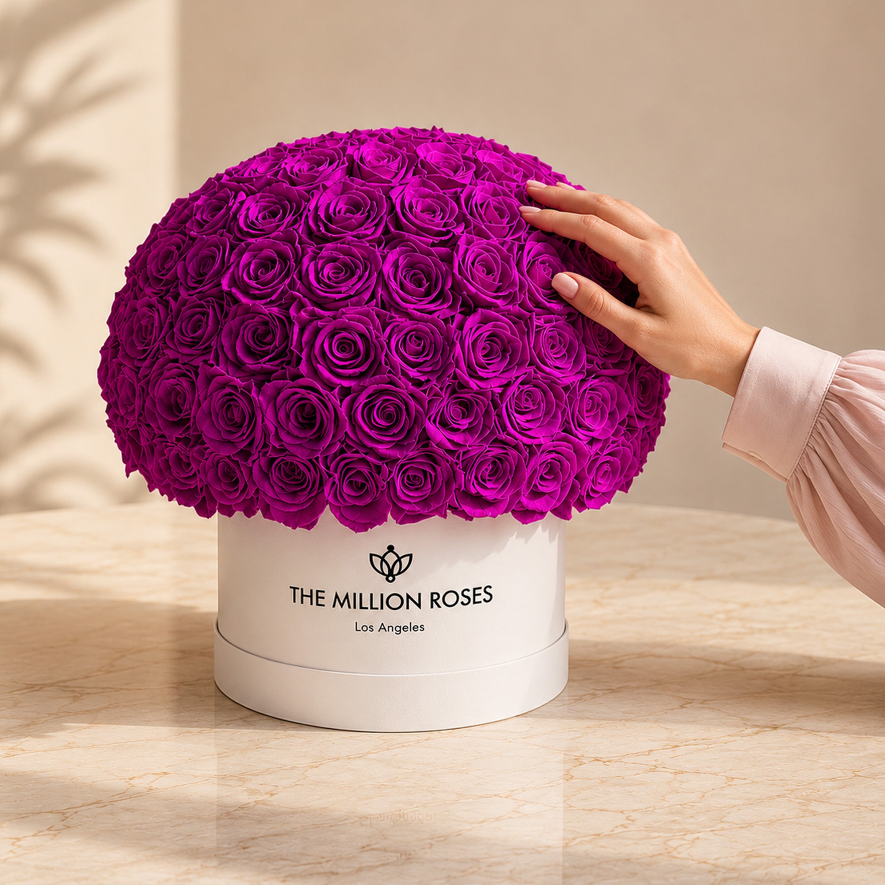 Supreme White Superdome Box | Bright Purple Roses